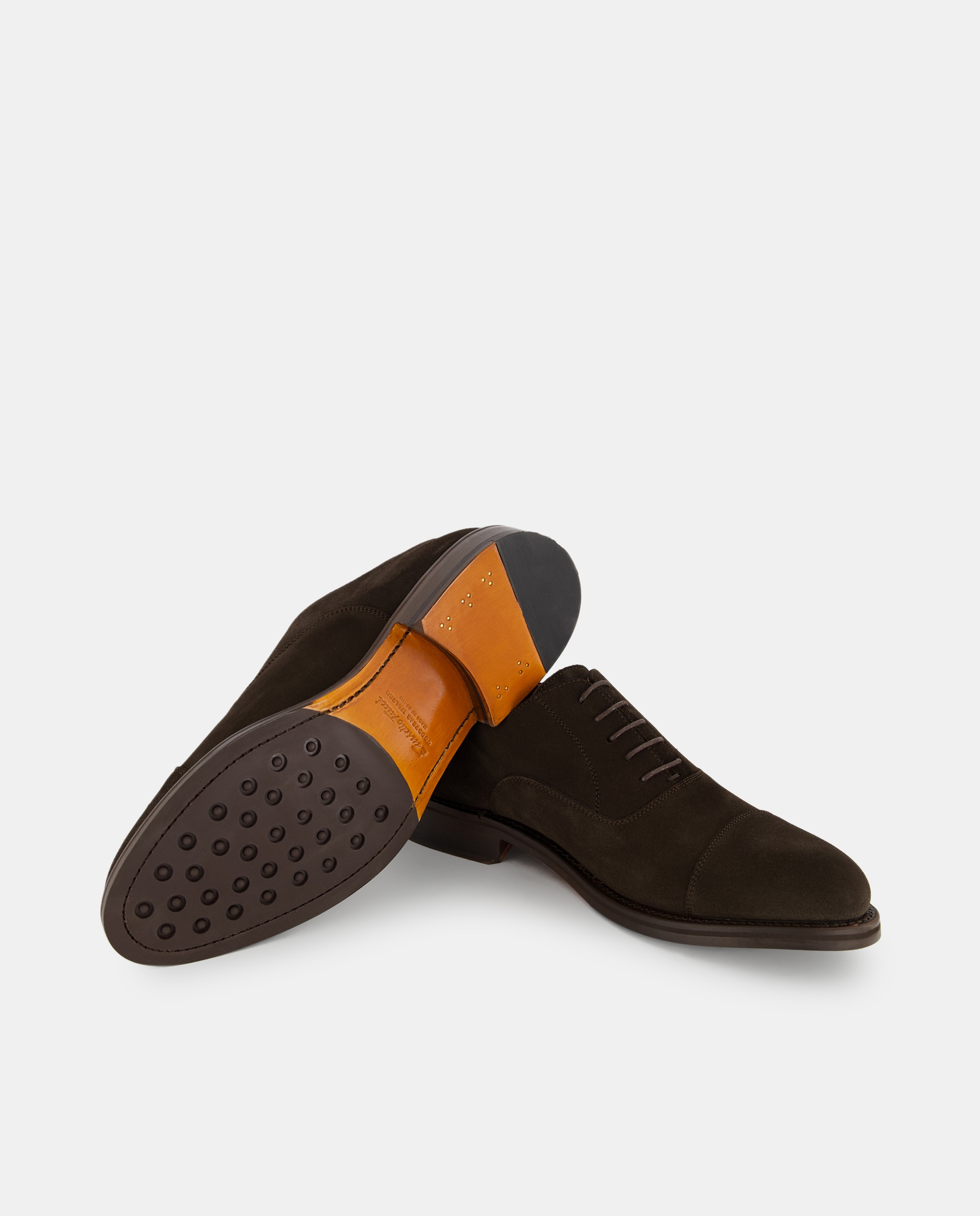 Sapatos de Atacadores de Pala Reta em Camurça de Construção Goodyear Castanho-2