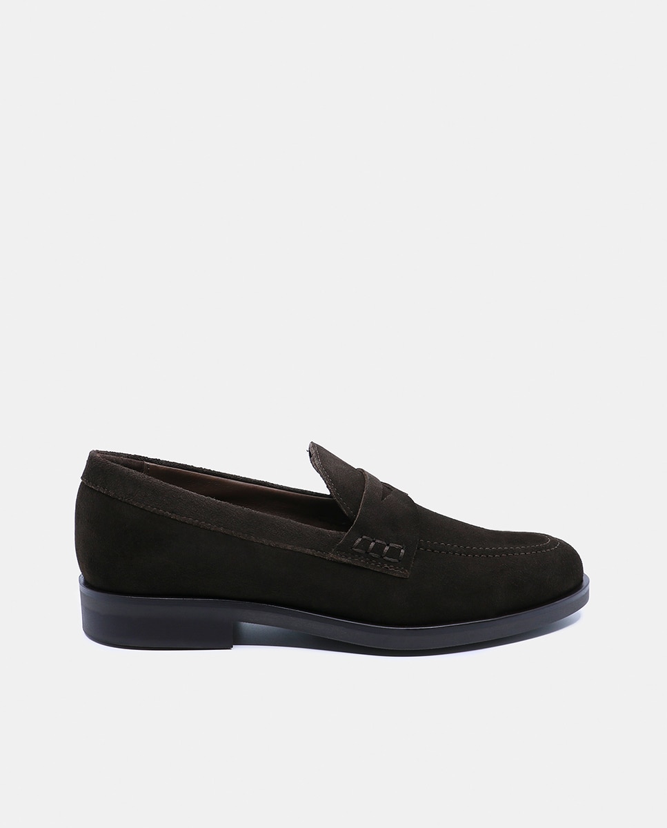 Mocassins em Pele com Travessão Castanho-6