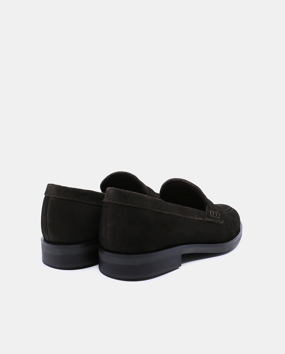 Mocassins em Pele com Travessão Castanho-8