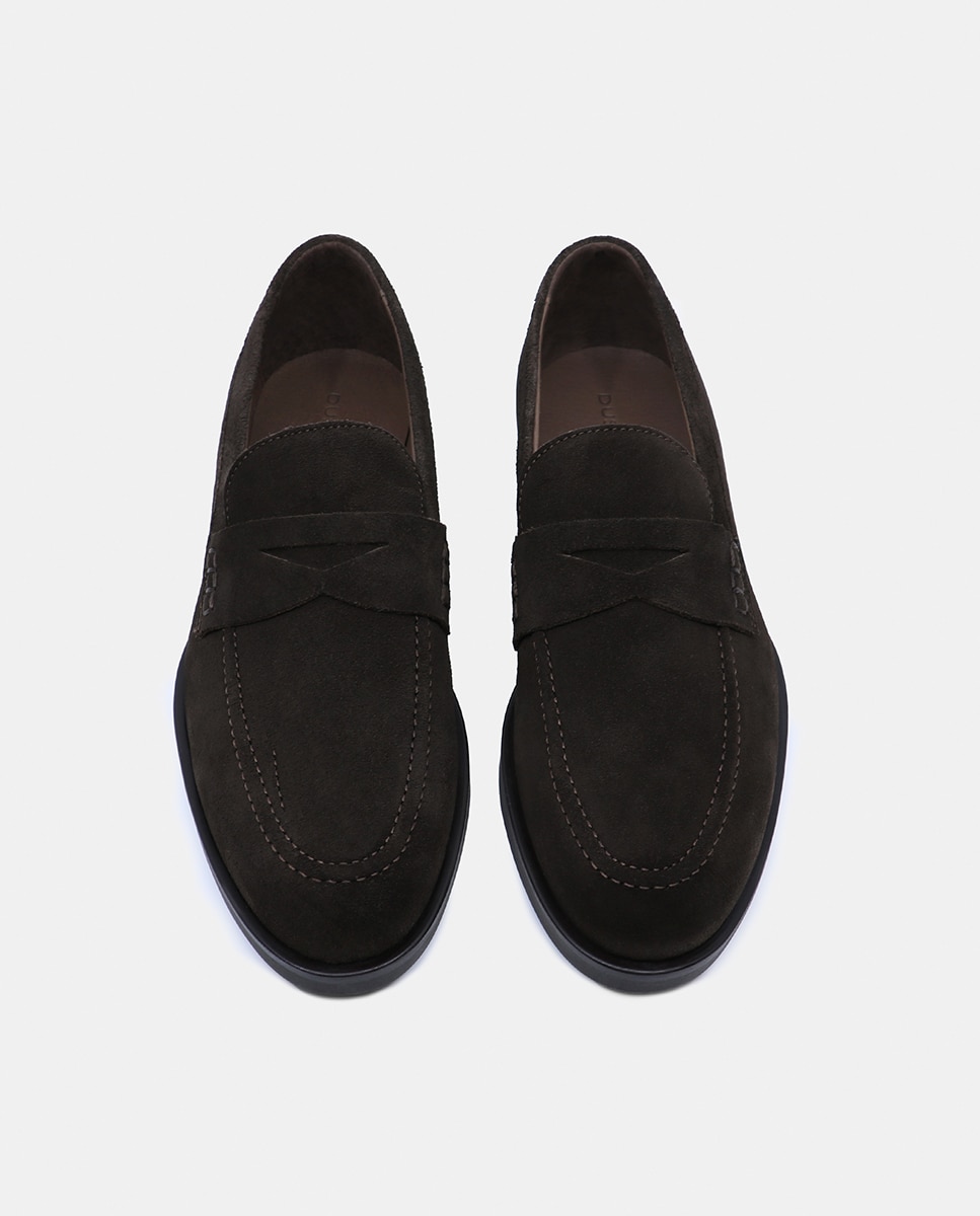 Mocassins em Pele com Travessão Castanho-9