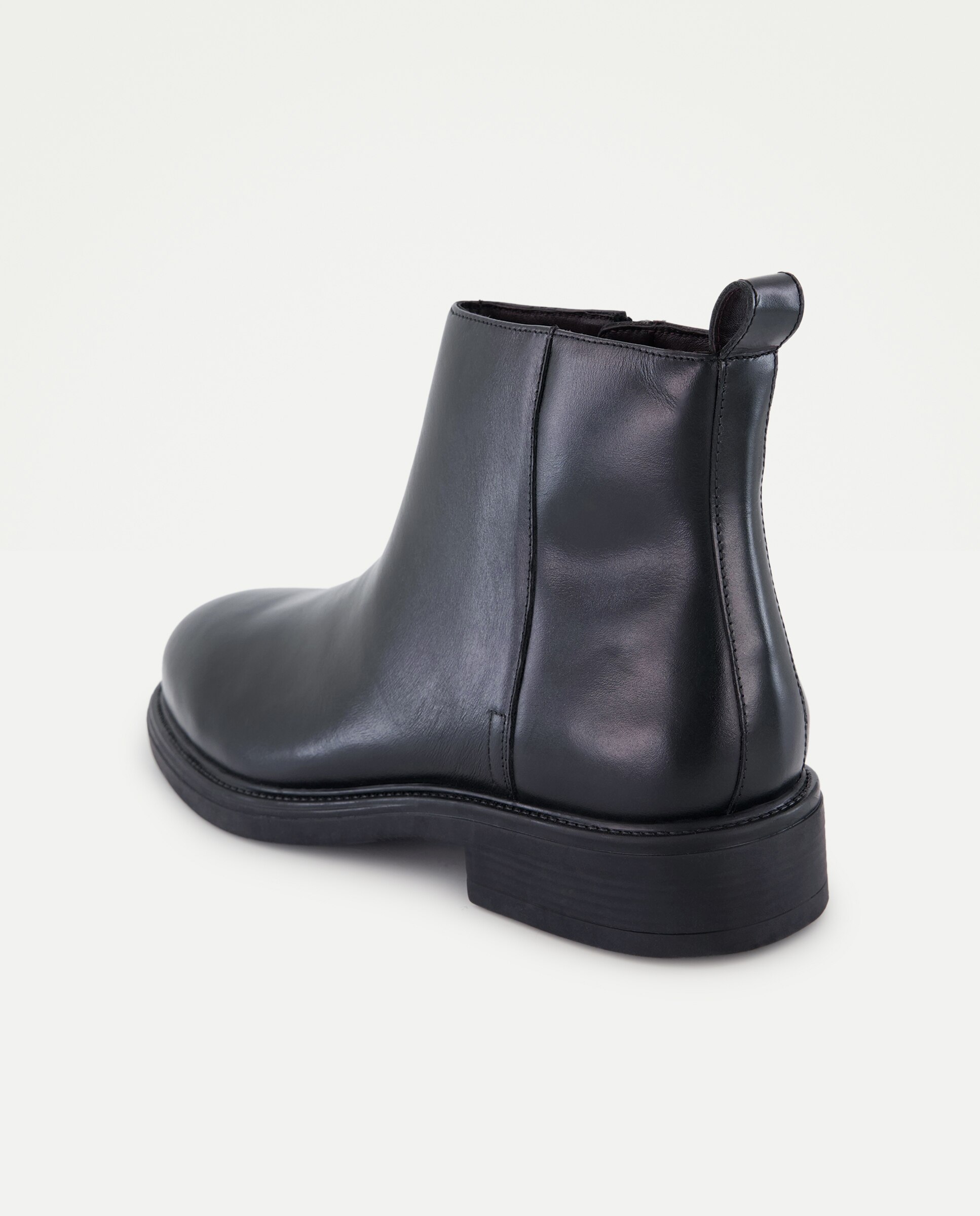 Botas Lisas em Pele com Fecho de Correr Preto-3