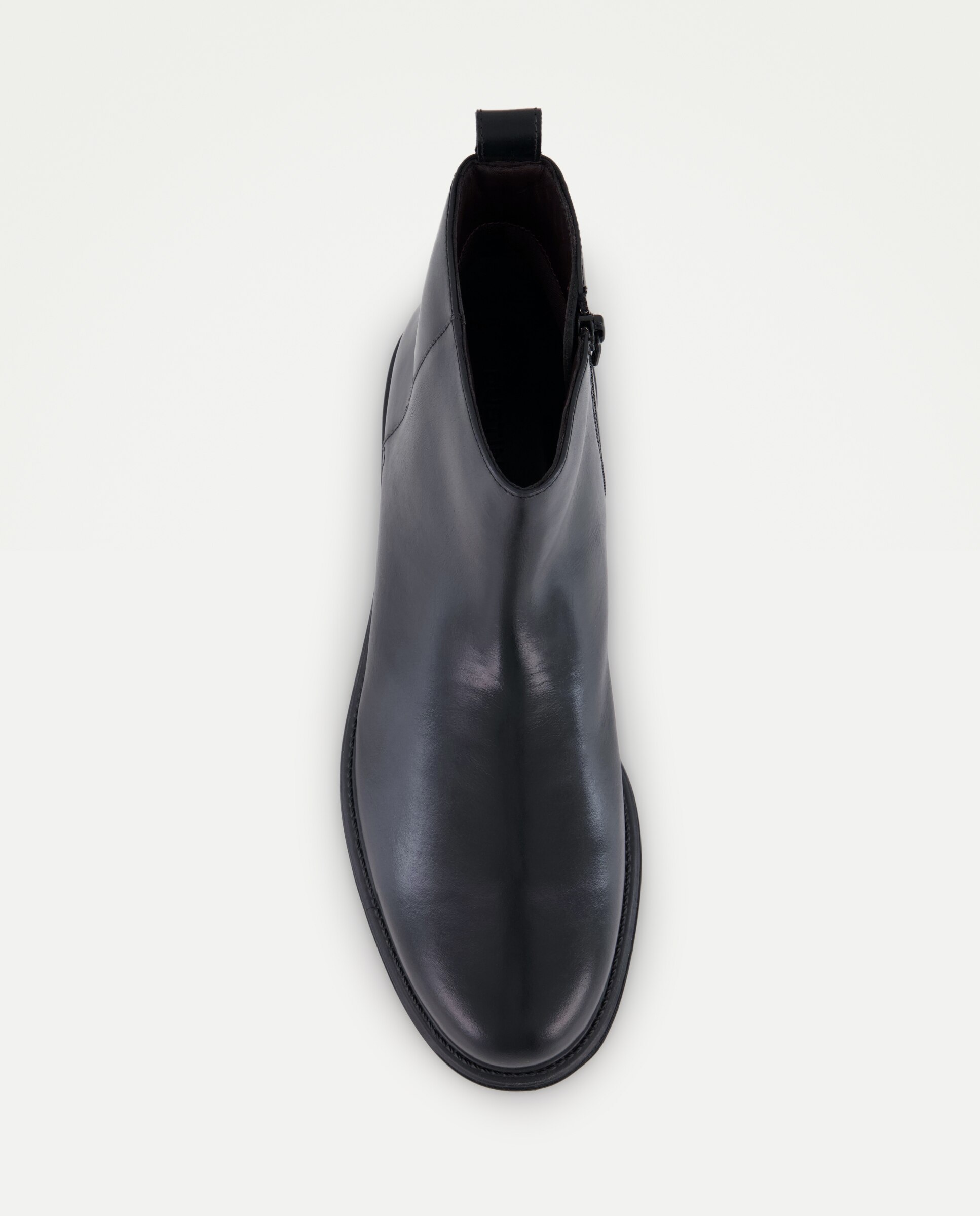 Botas Lisas em Pele com Fecho de Correr Preto-4