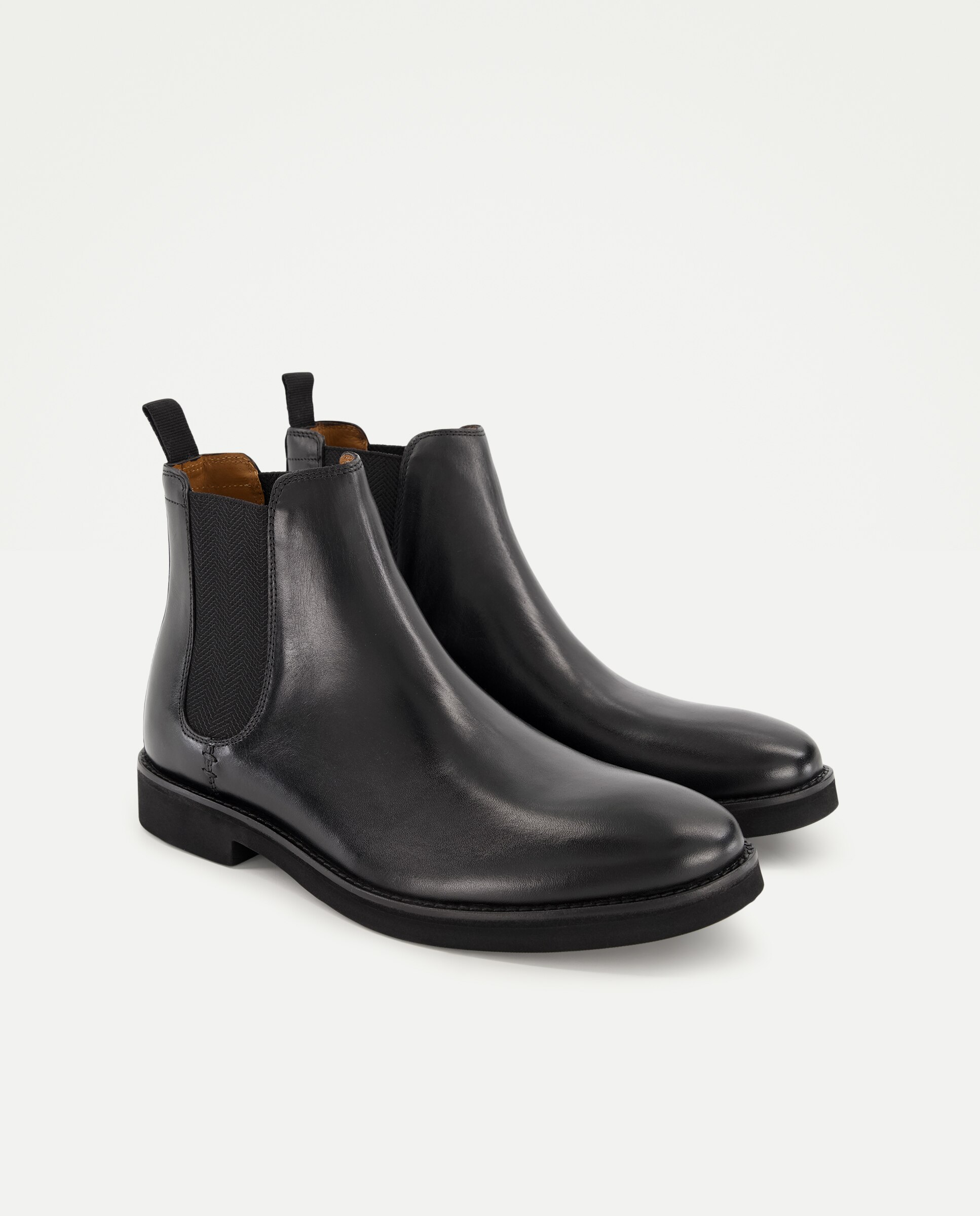 Botas Chelsea em Pele Lisa Preto-2
