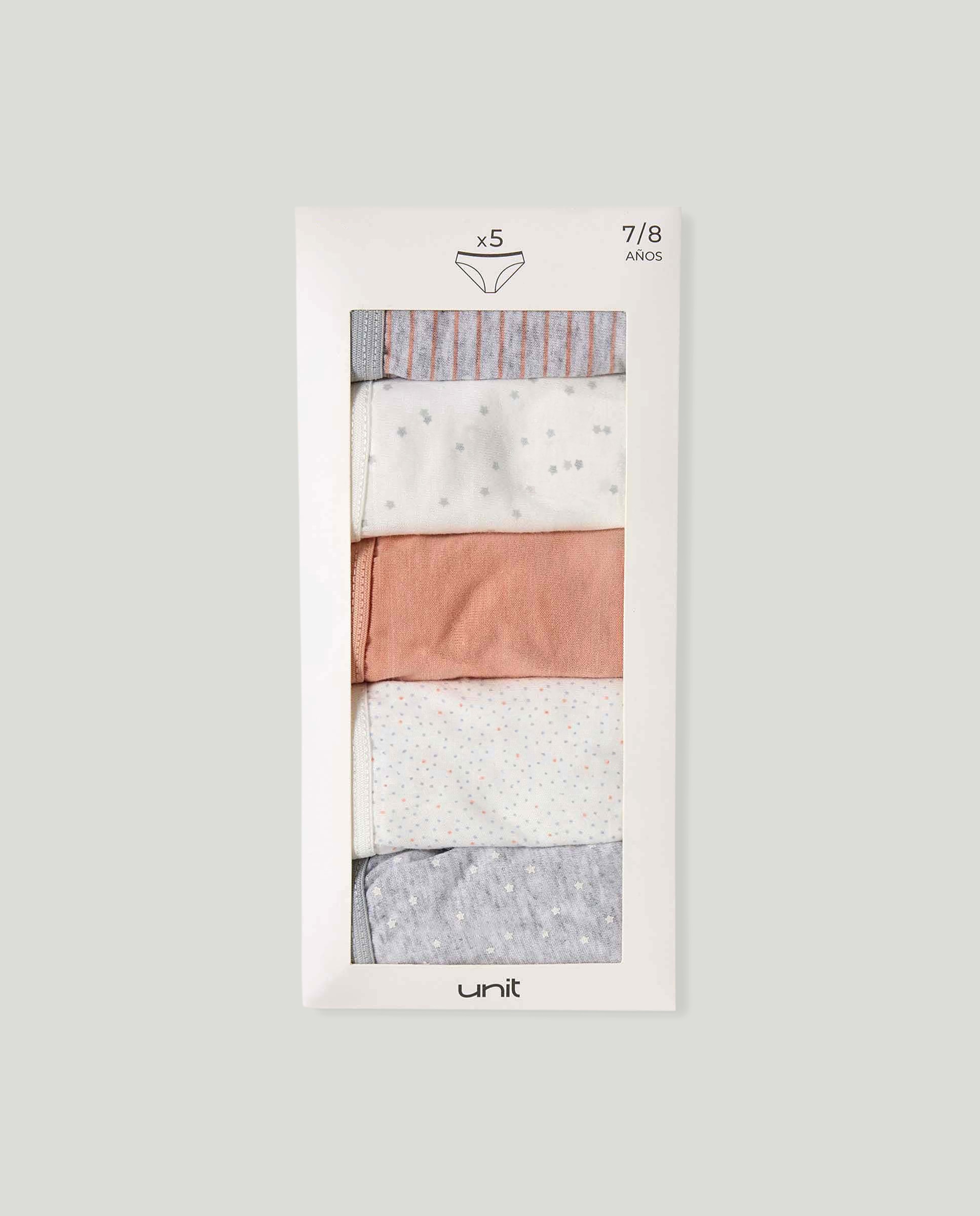 Pack de 5 braguitas de niña con cinturilla 200 Rosa-4