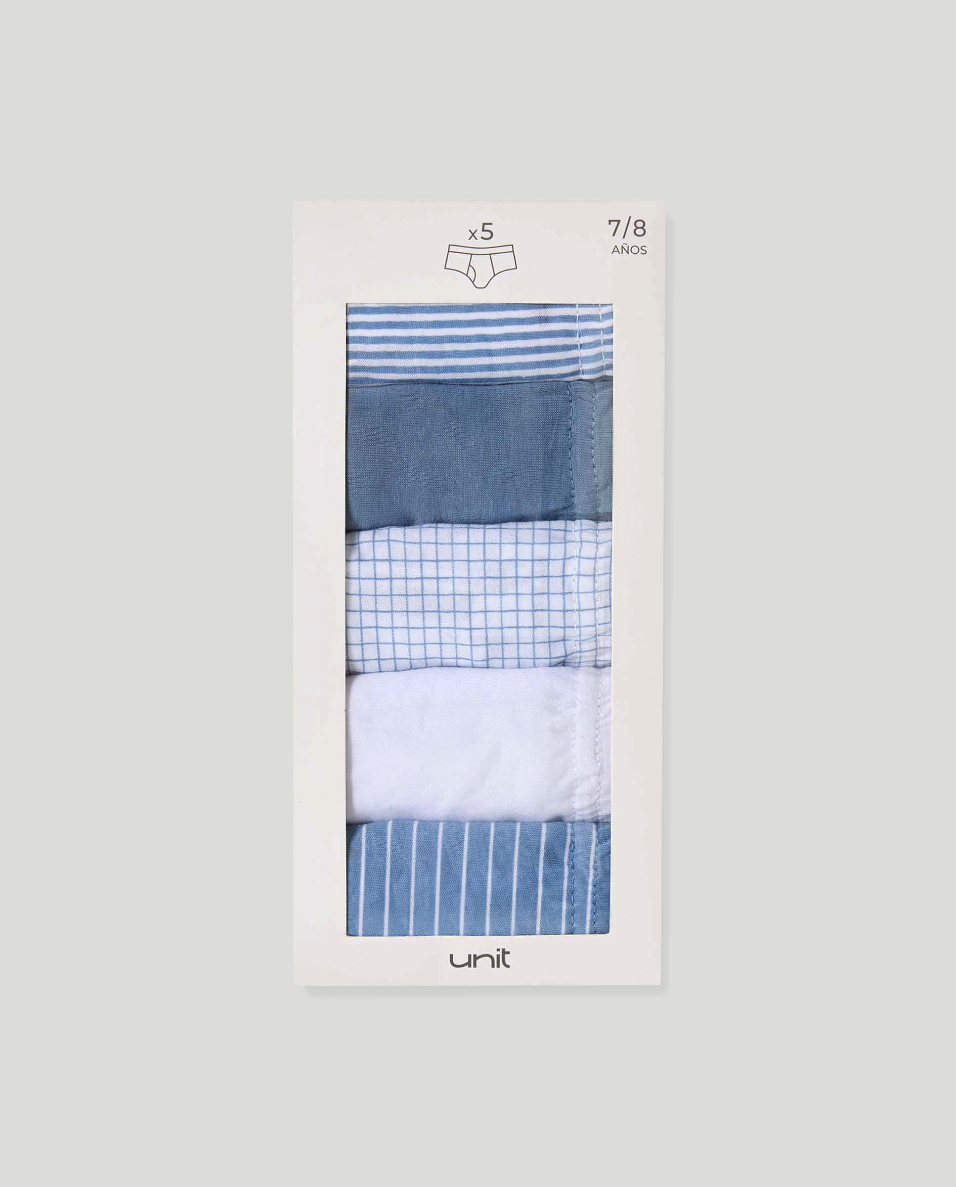 Pack de 5 slips de niño fantasía 400 Azul-4