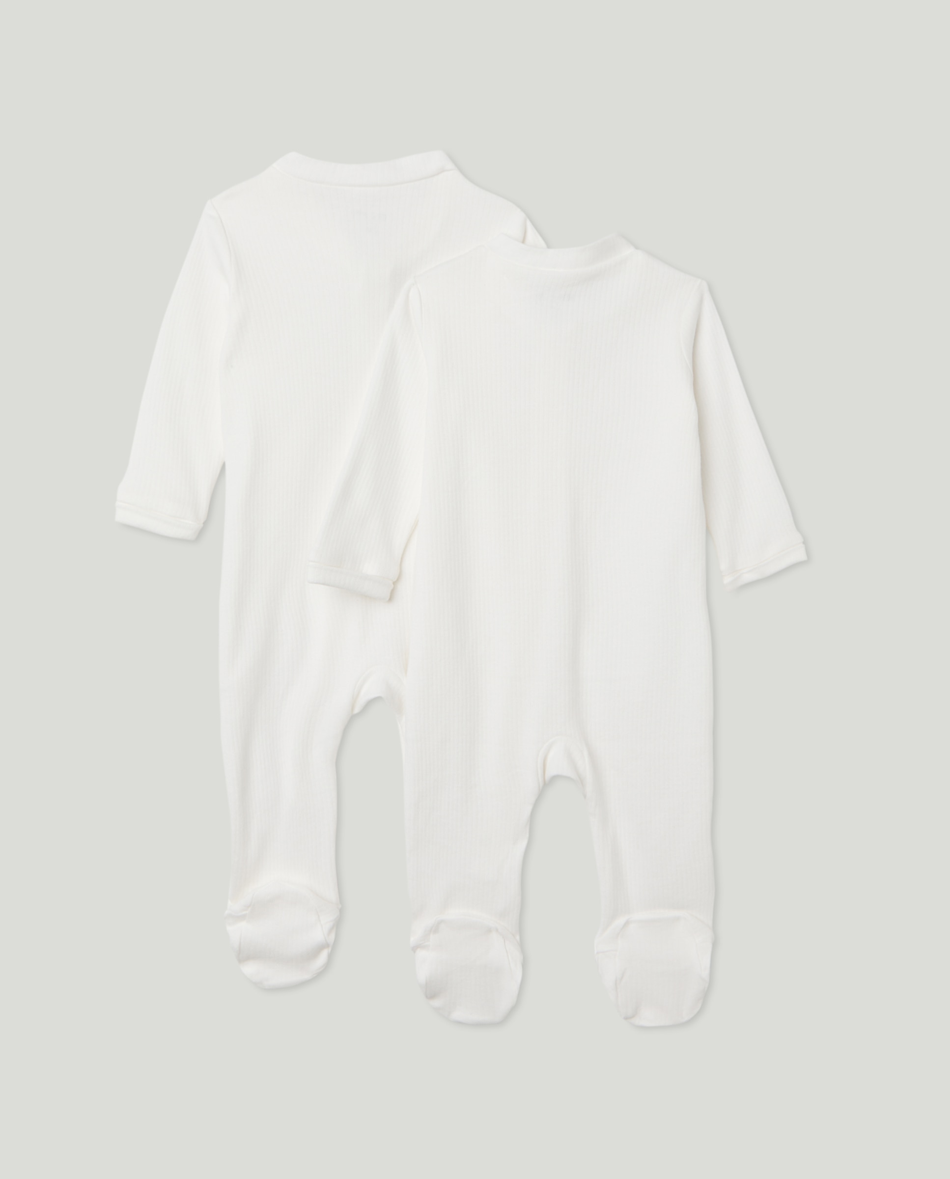 Pack de 2 pijamas de bebé de manga larga canalé 120 Crudo-2