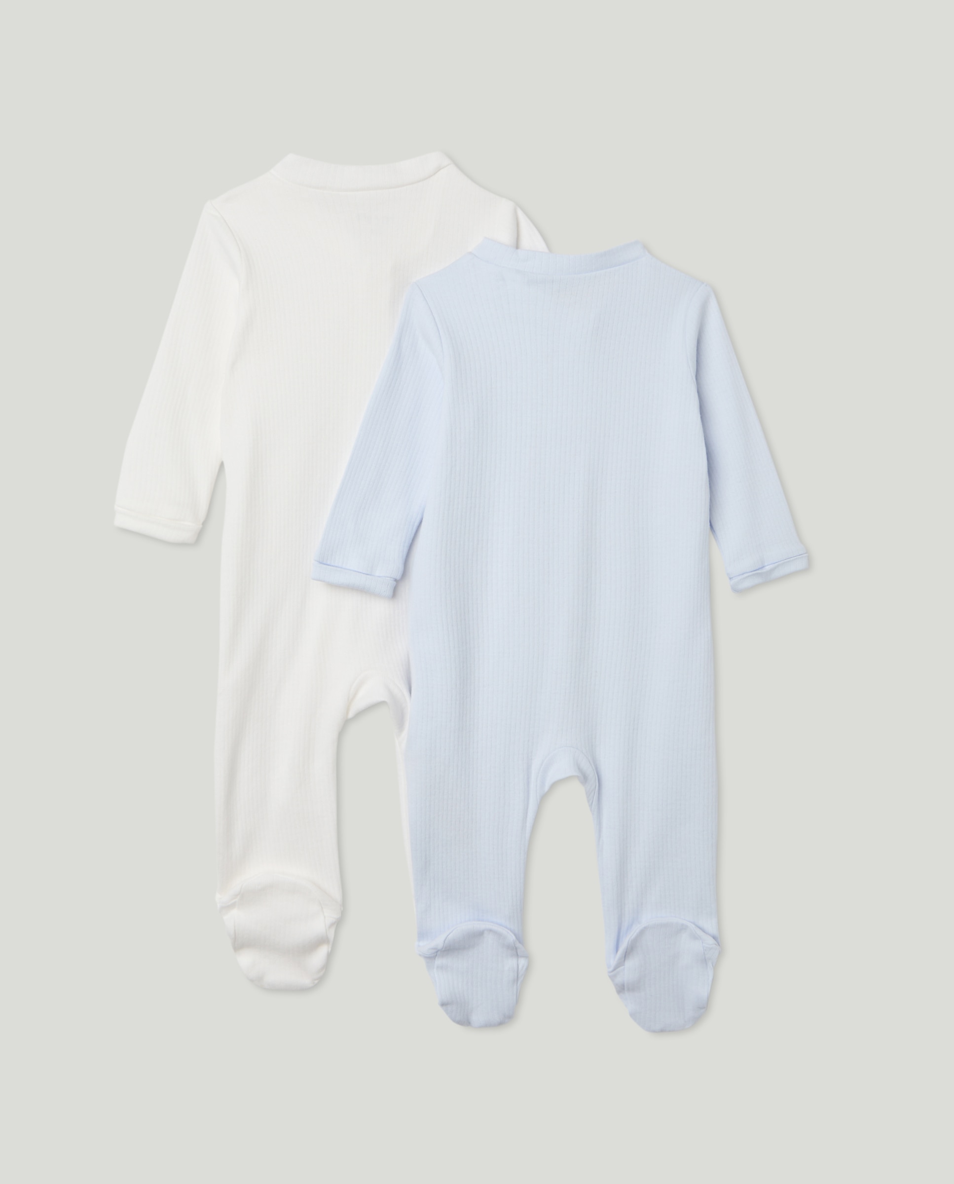 Pack de 2 pijamas de bebé de manga larga canalé 410 Azul claro-2
