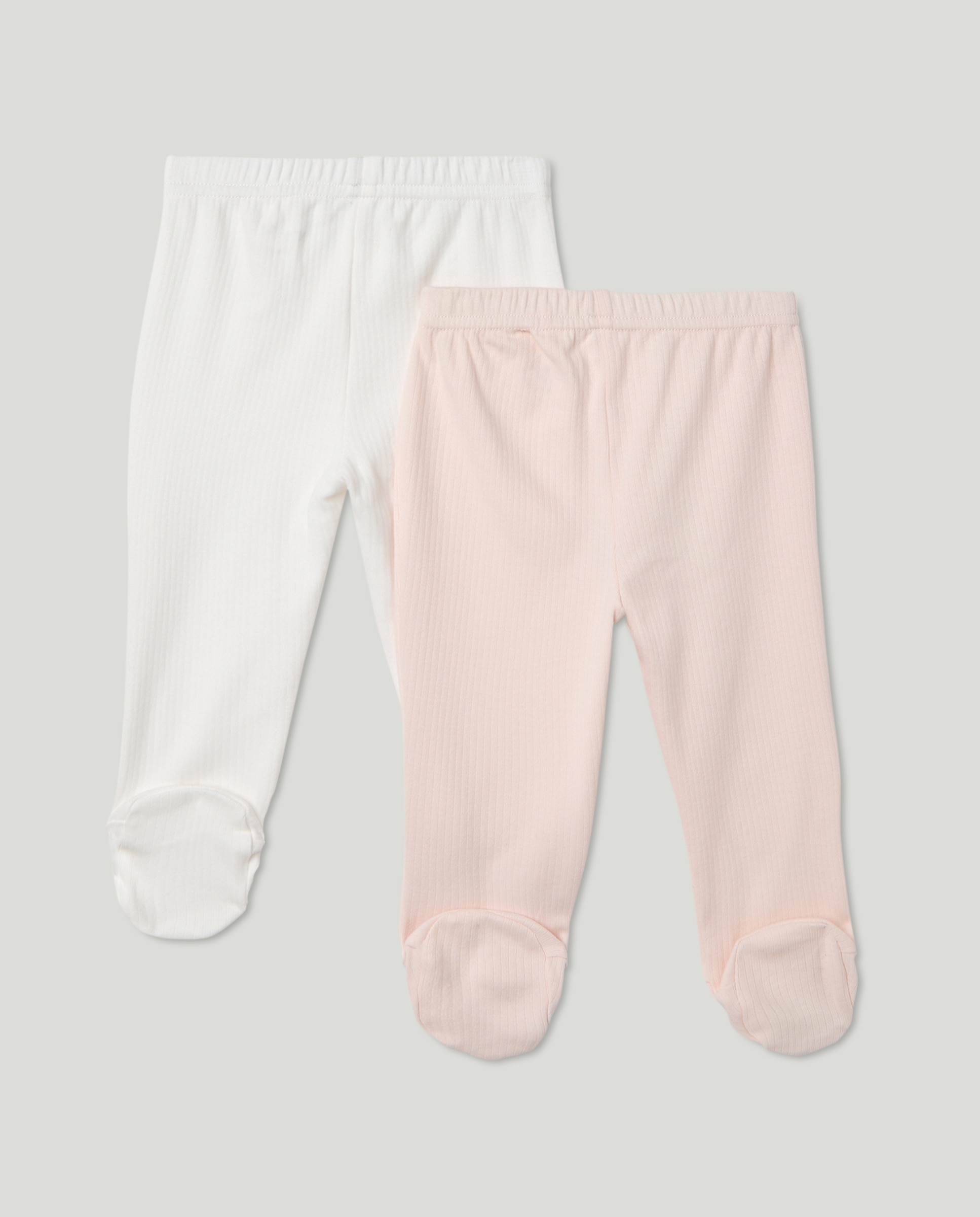 Pack de 2 polainas de bebé de canalé Rosa claro-2