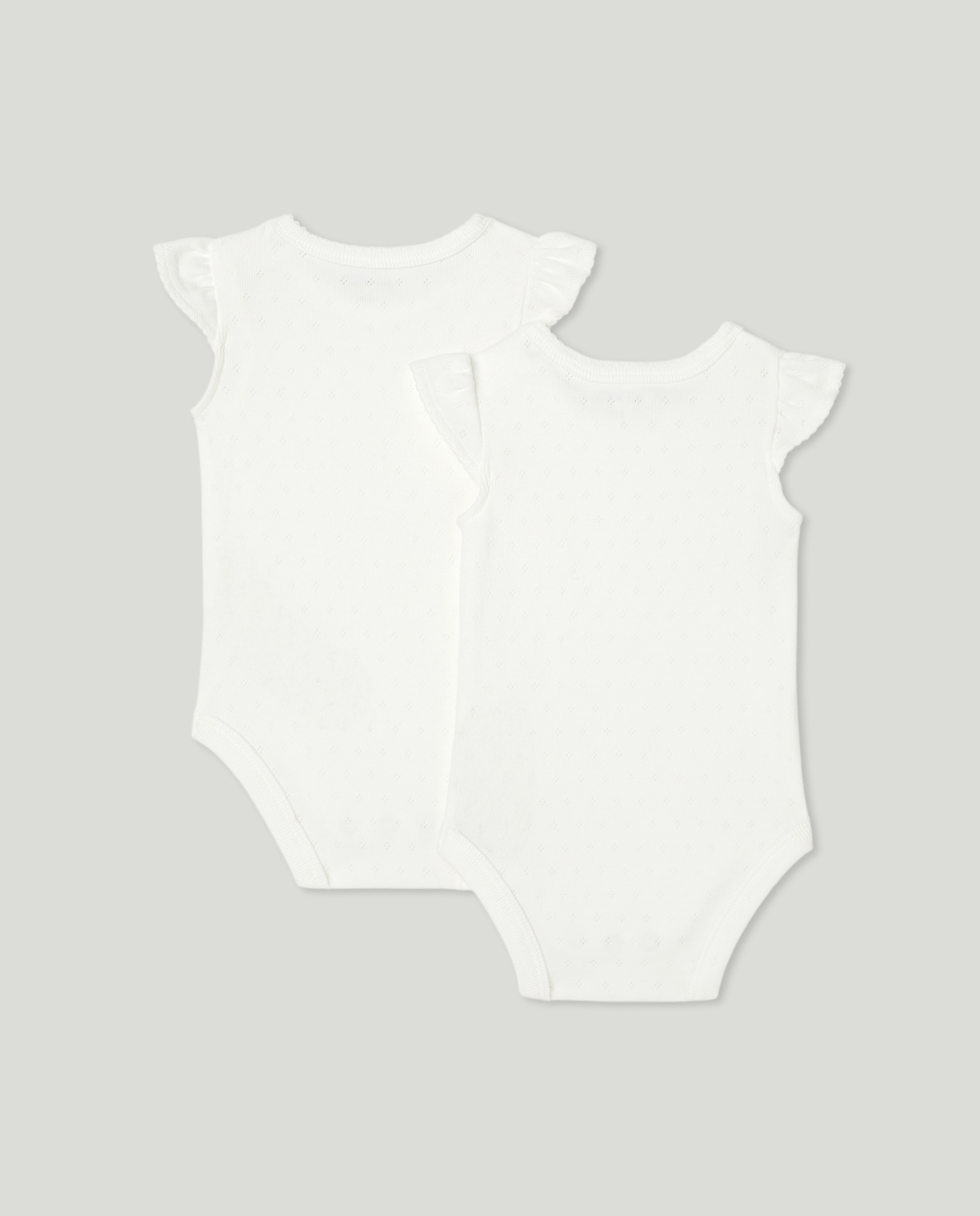 Pack 2 bodies de bebé sin mangas calado Crema-2