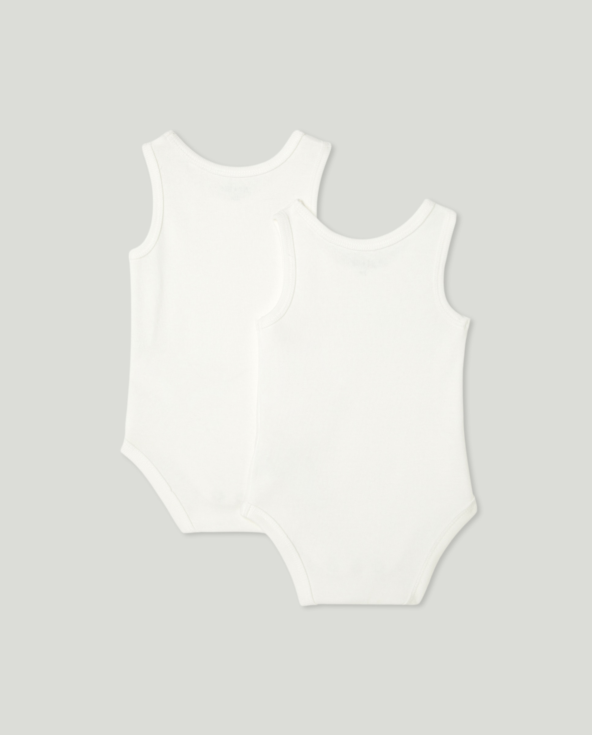 Pack 2 bodies de bebé sin mangas calado Crema-2