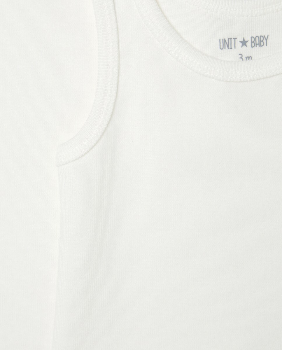 Pack 2 bodies de bebé sin mangas calado Crema-3