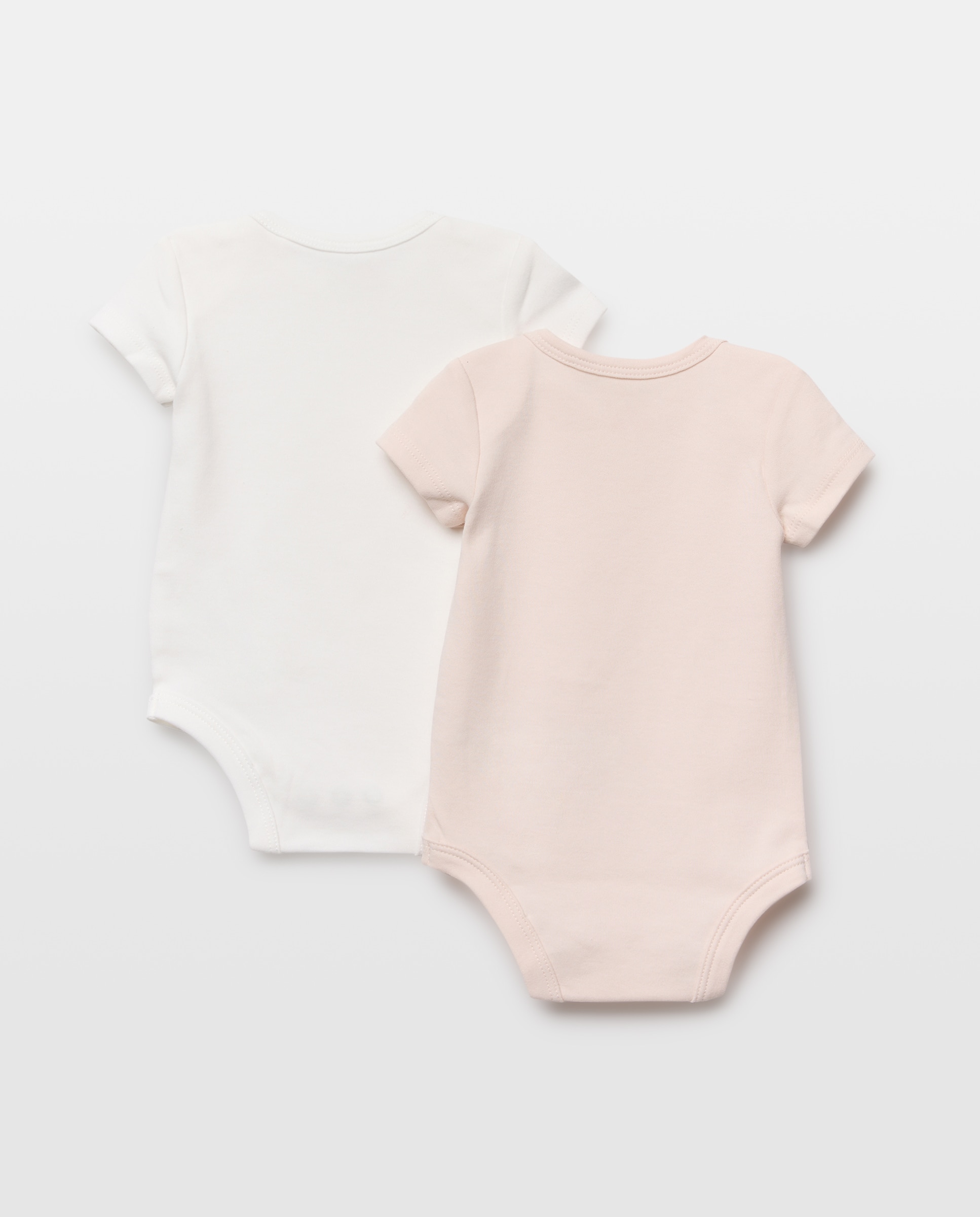 Pack 2 bodies de bebé manga corta cuello americano Rosa claro-2