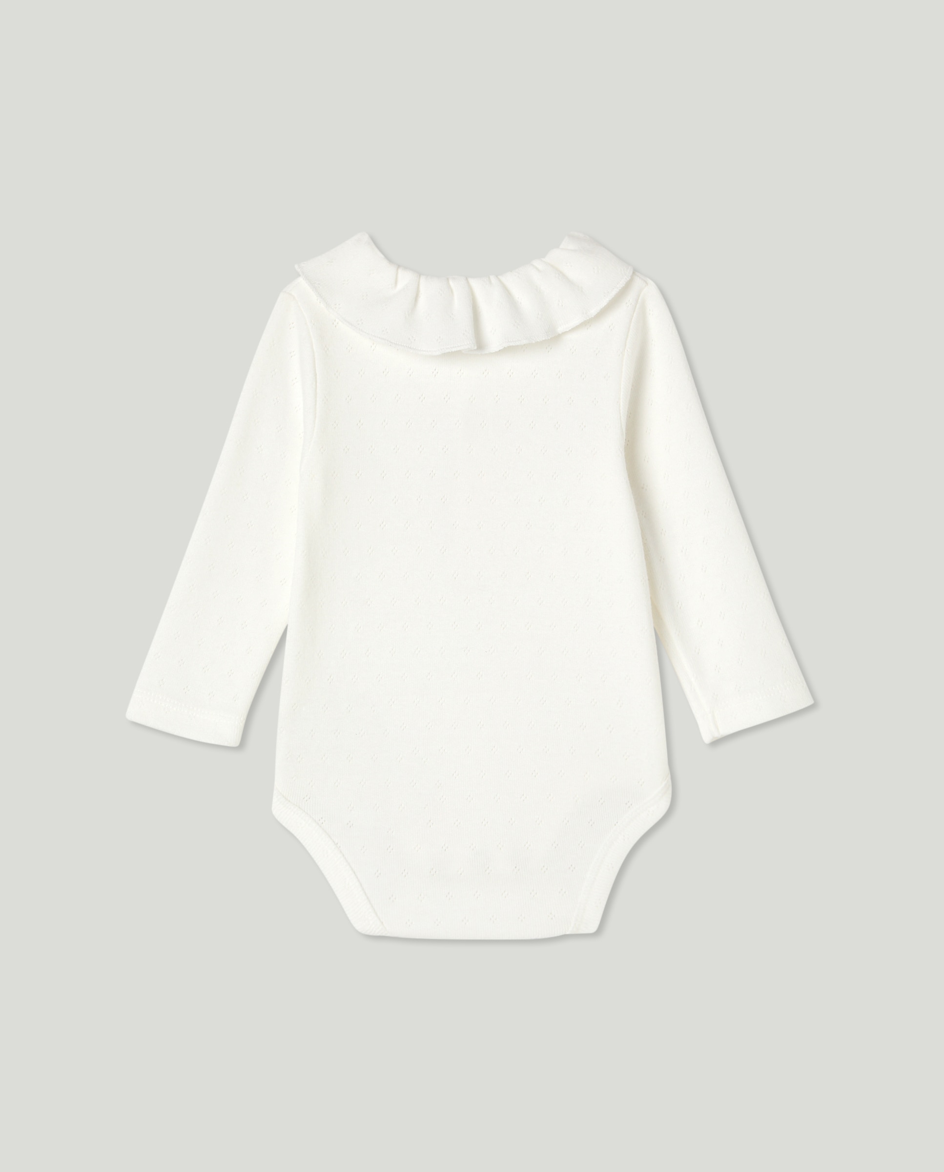 Body de bebé manga larga desagujado con cuello Crema-2