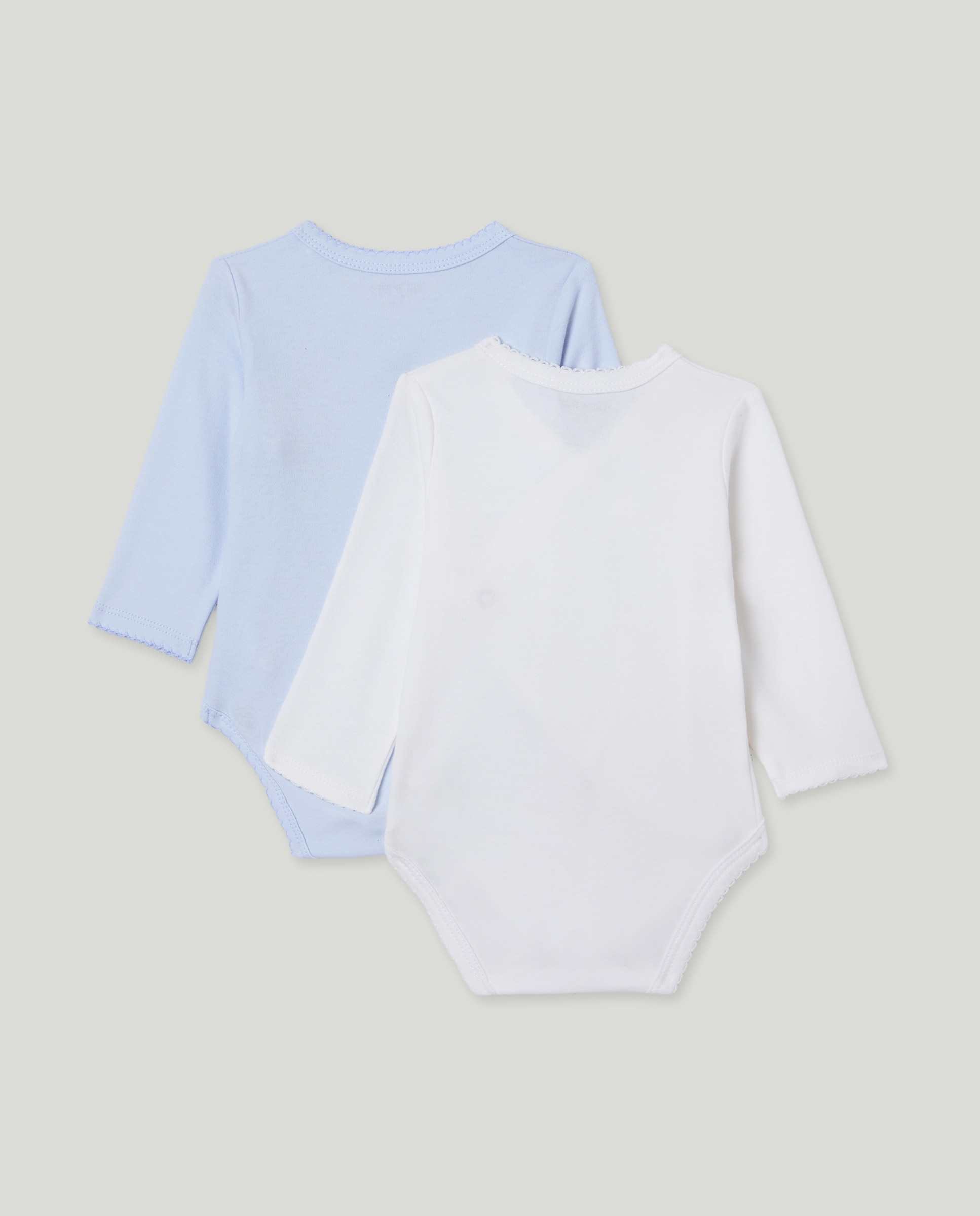 Pack de 2 bodies de bebé de manga larga cruzado 410 Azul claro-2