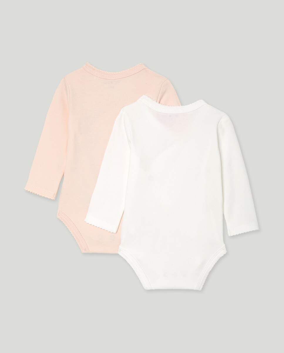 Pack de 2 bodies de bebé de manga larga cruzado Rosa claro-2