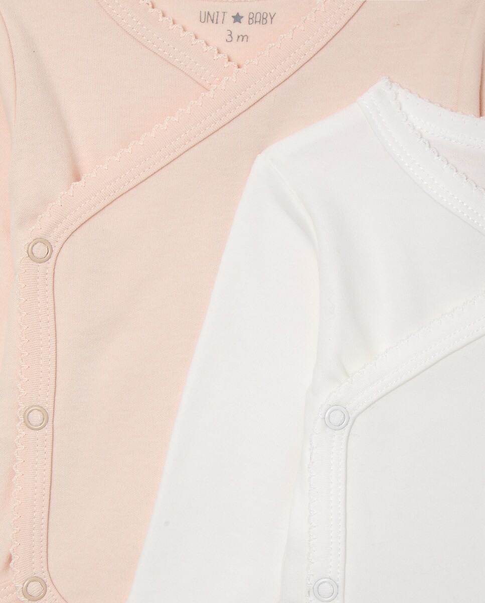 Pack de 2 bodies de bebé de manga larga cruzado Rosa claro-3
