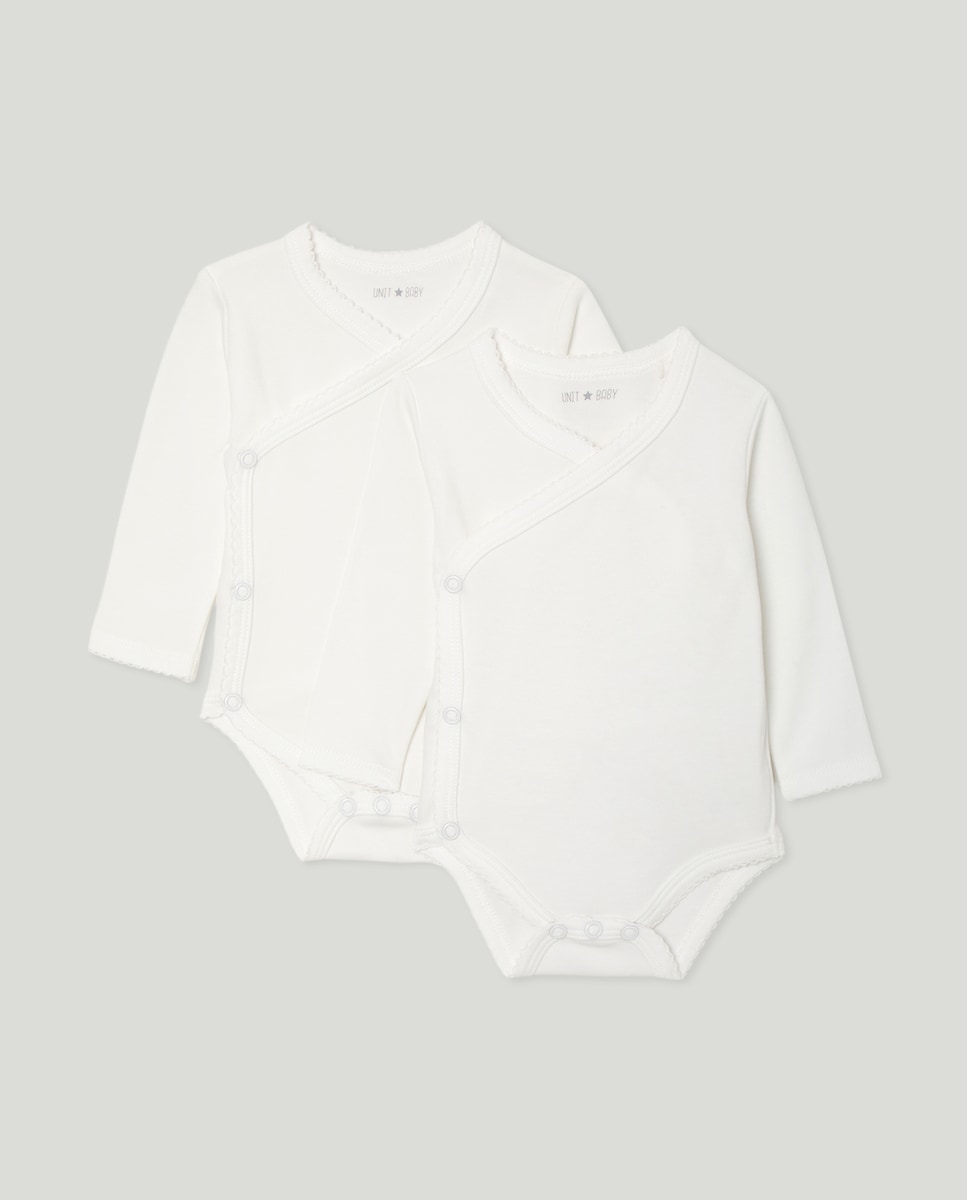 Pack de 2 bodies de bebé de manga larga cruzado 120 Crudo-1