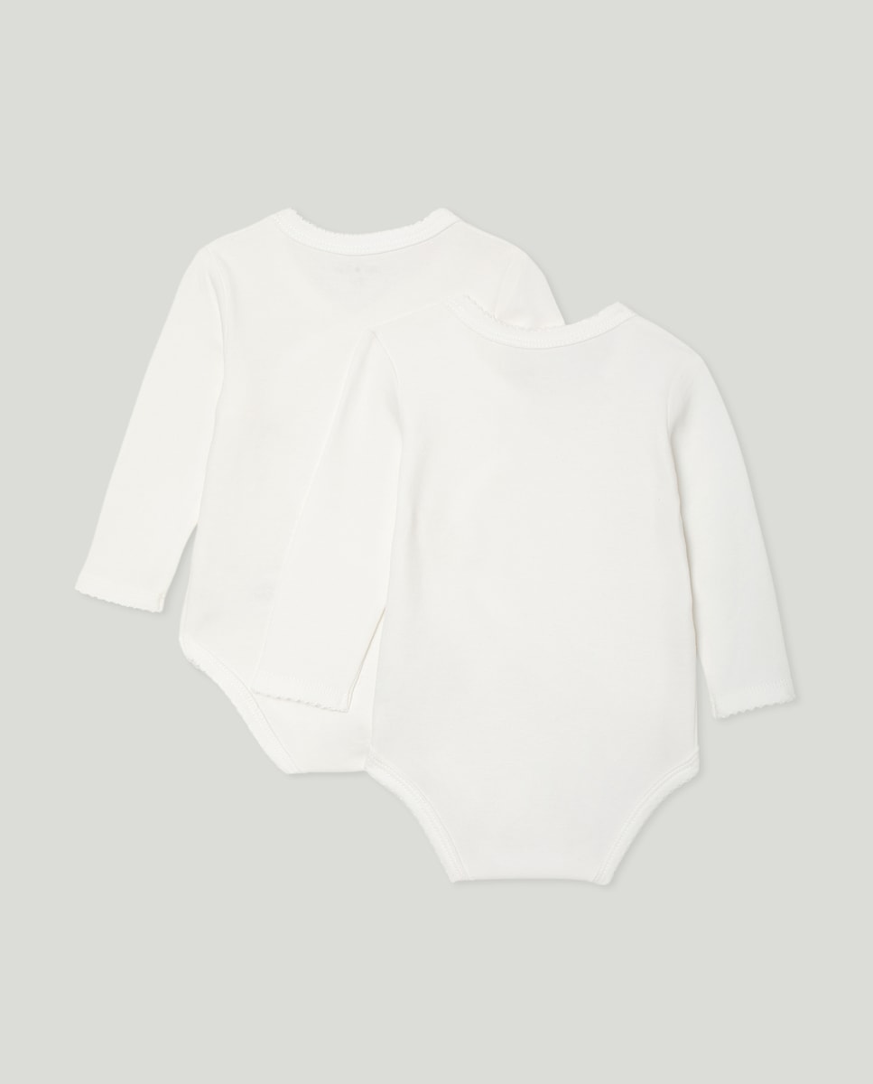 Pack de 2 bodies de bebé de manga larga cruzado 120 Crudo-2