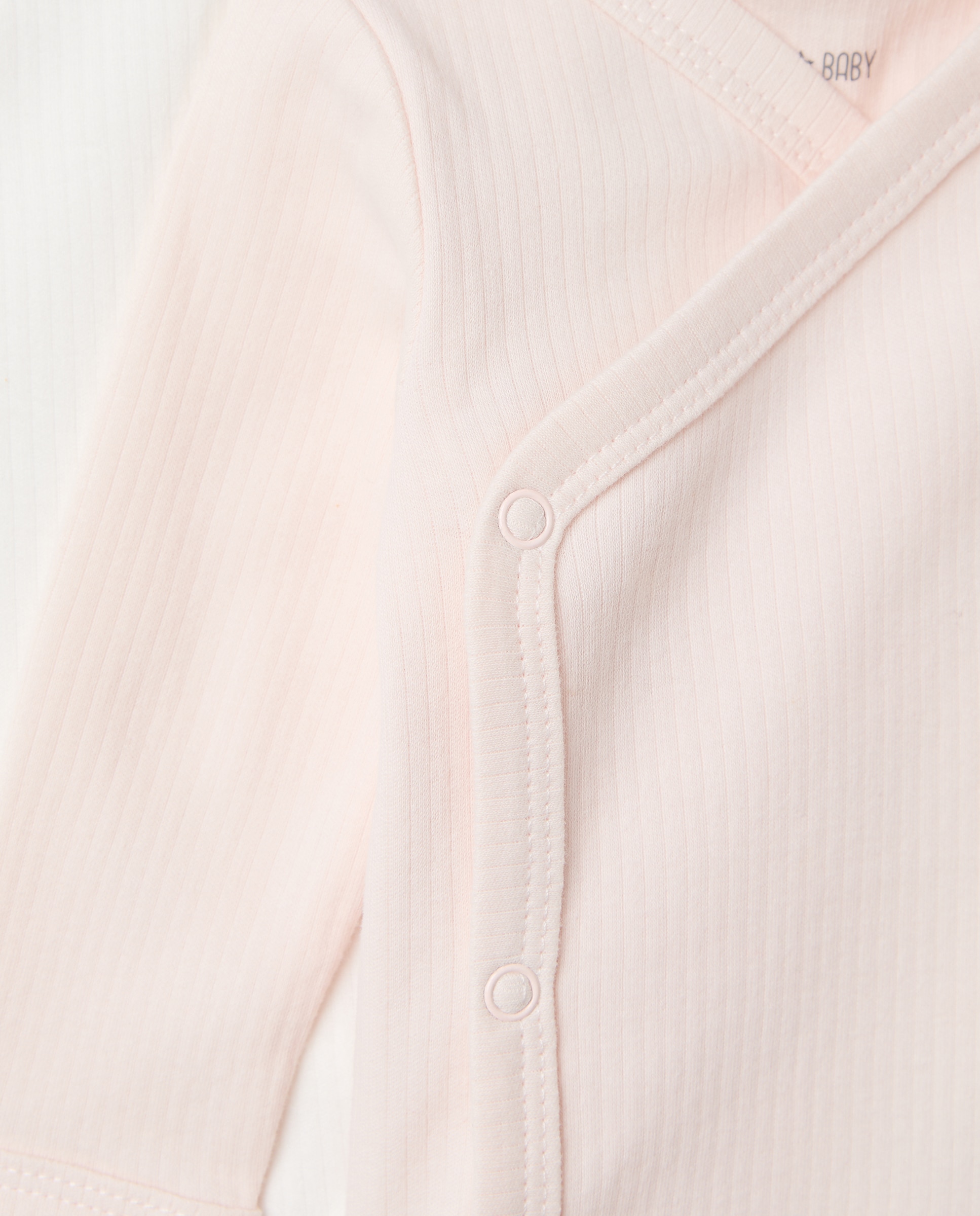 Pack de 2 bodies de bebé de manga larga cruzado canalé Rosa claro-3