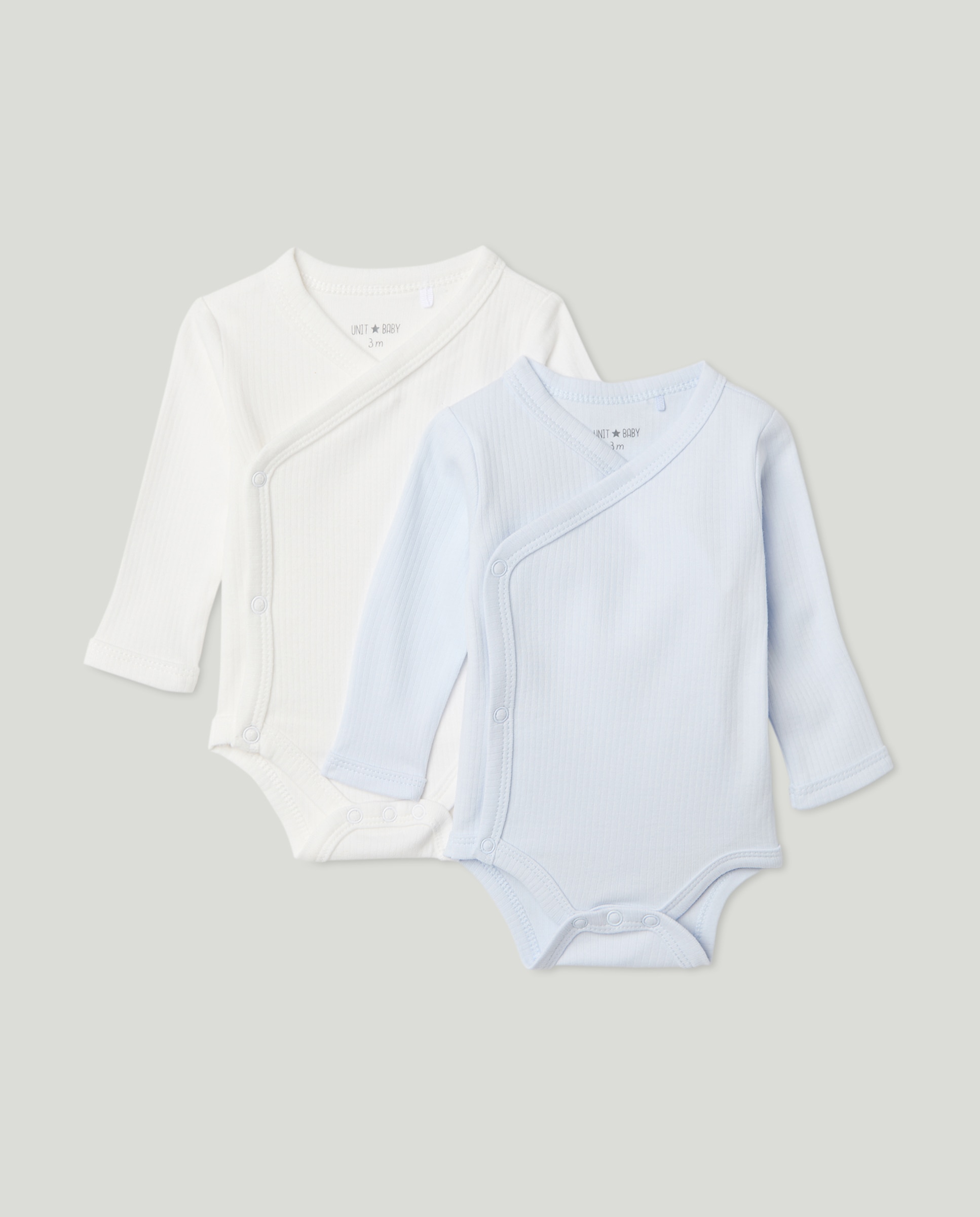 Imagen 0 de Pack de 2 bodies de bebé de manga larga cruzado canalé