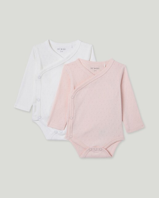 Imagen 0 de Pack de 2 bodies de bebé de manga larga cruzado calado