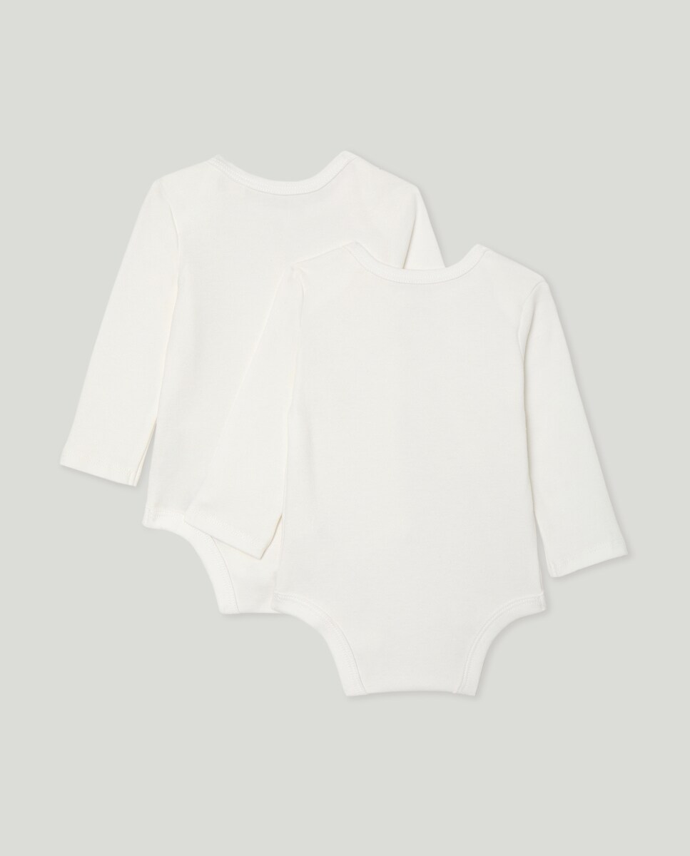 Pack de 2 bodies de bebé de manga larga cerrado 120 Crudo-2