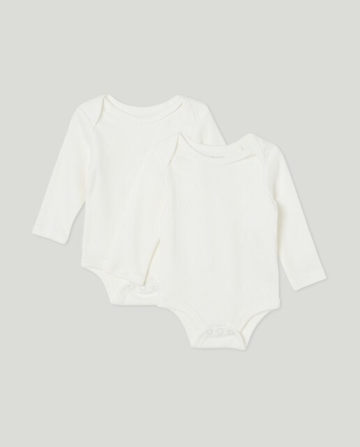 Imagen 0 de Pack de 2 bodies de bebé de manga larga cerrado calado