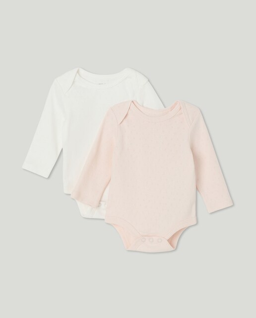 Imagen 0 de Pack de 2 bodies de bebé de manga larga cerrado calado