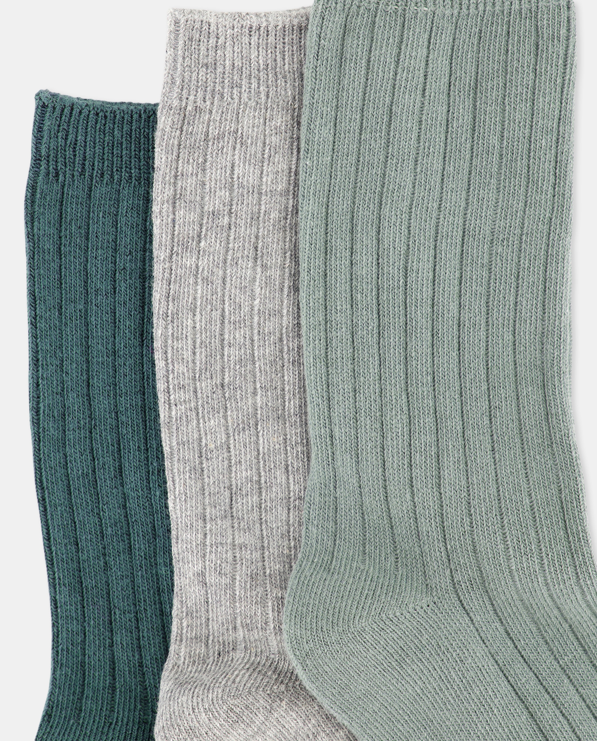 Pack de 3 calcetines infantiles de canalé 500 VERDE-2