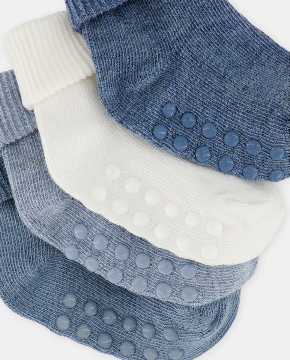 Pack de 4 calcetines de bebé con antideslizante 400 Azul-2