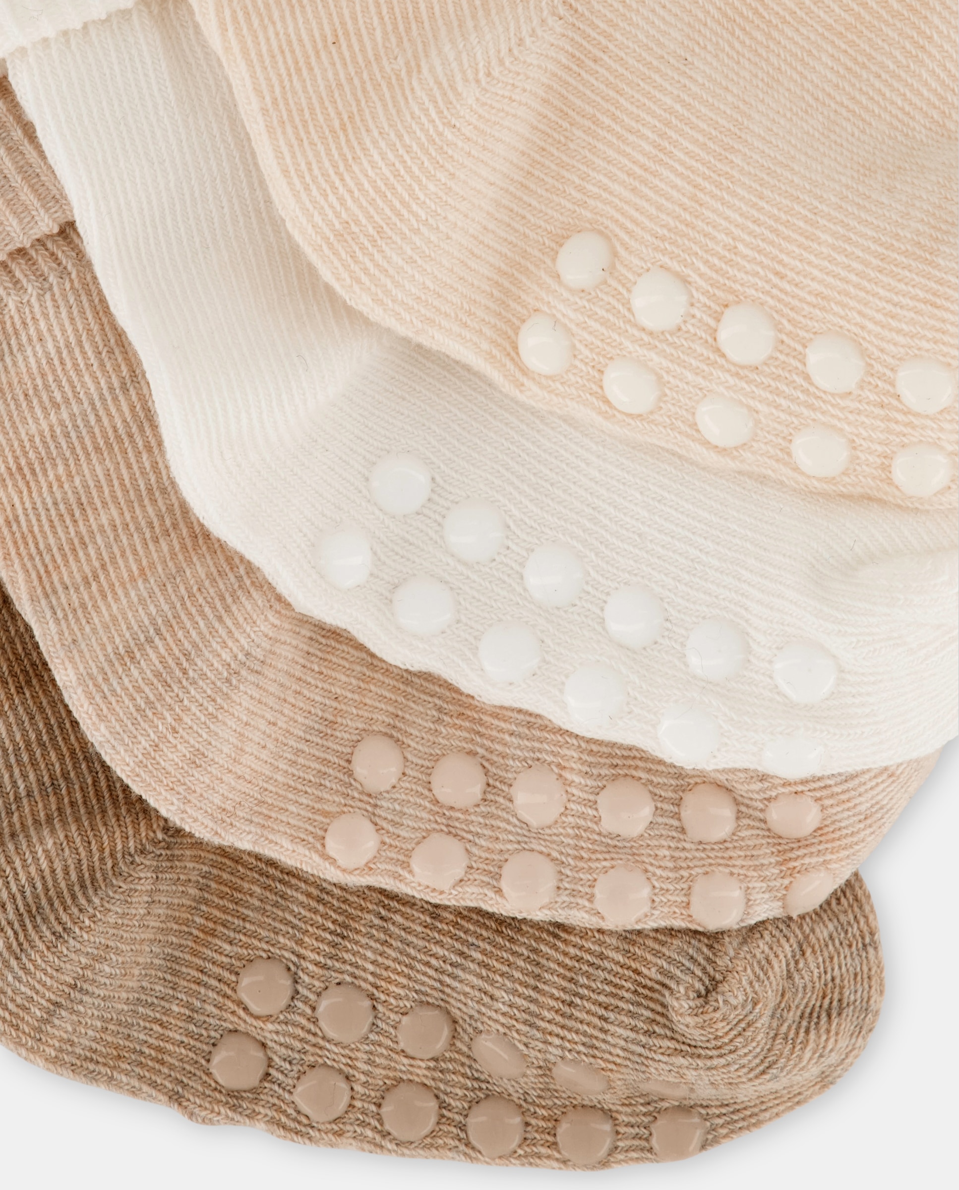 Pack de 4 calcetines de bebé con antideslizante Beige-2
