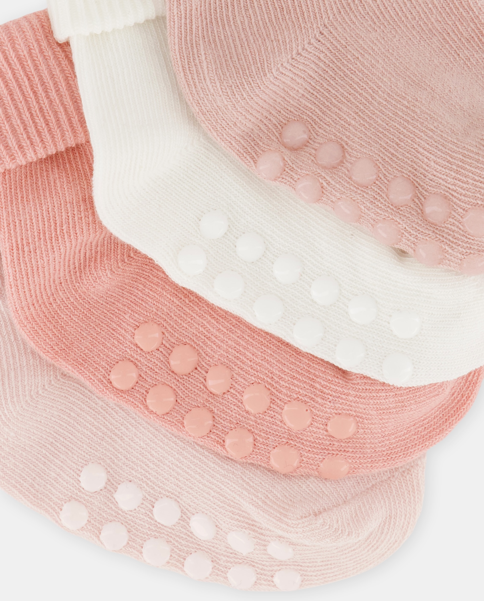 Pack de 4 calcetines de bebé con antideslizante 200 Rosa-2