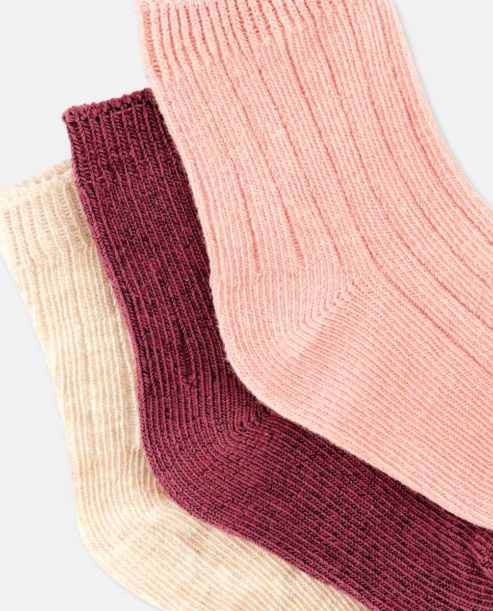 Pack de 3 calcetines de bebé de canalé 200 Rosa-2