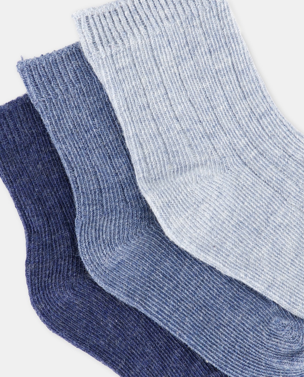 Pack de 3 calcetines de bebé de canalé 400 Azul-2