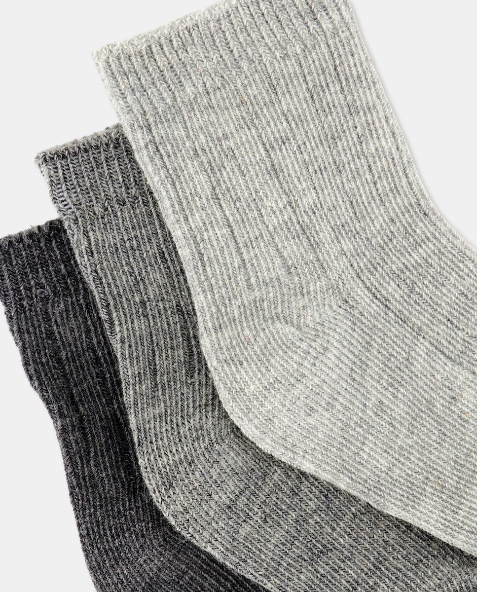 Pack de 3 calcetines de bebé de canalé 820 Gris medio-2