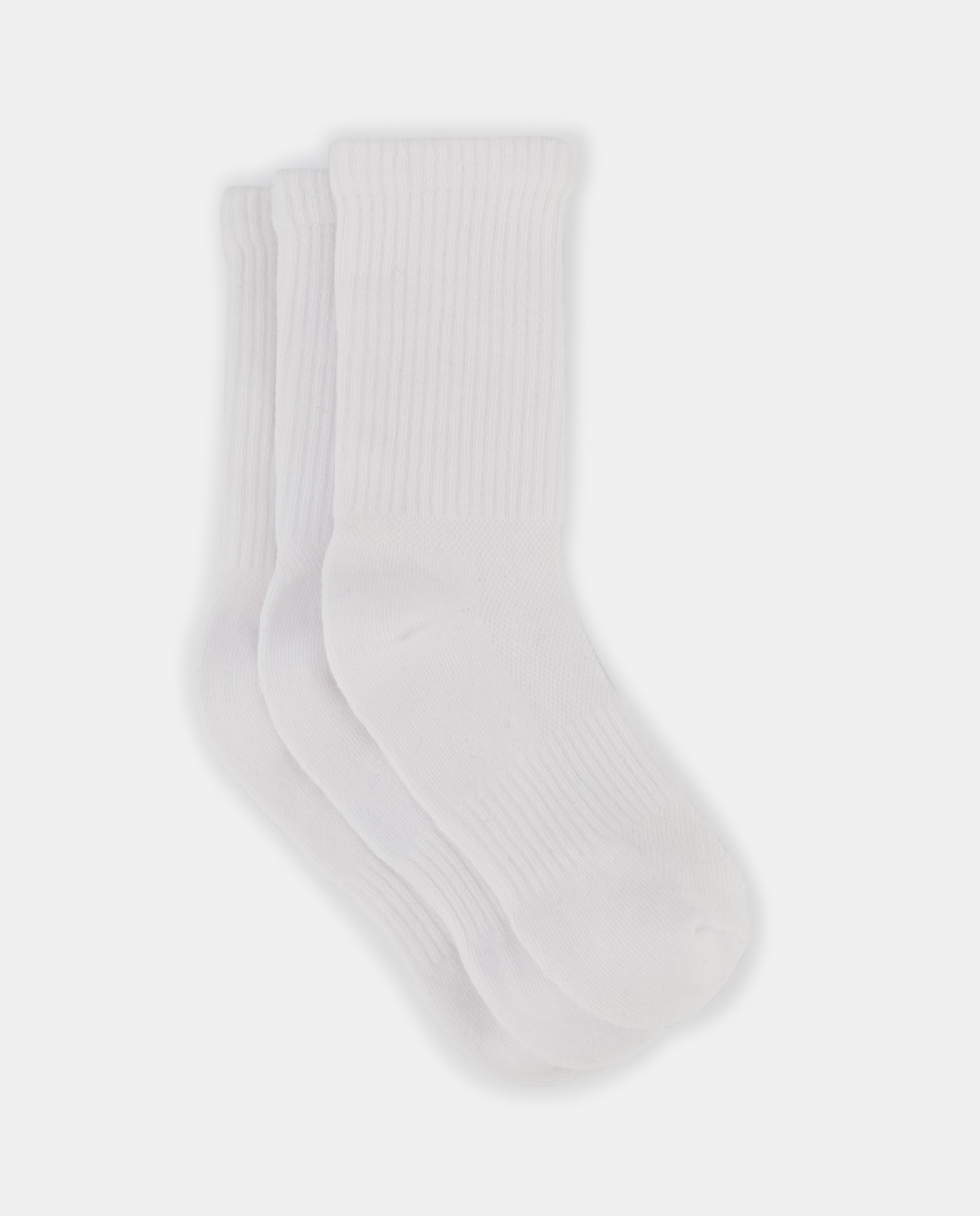 Pack 3 calcetines deporte lisos infantil Blanco-1