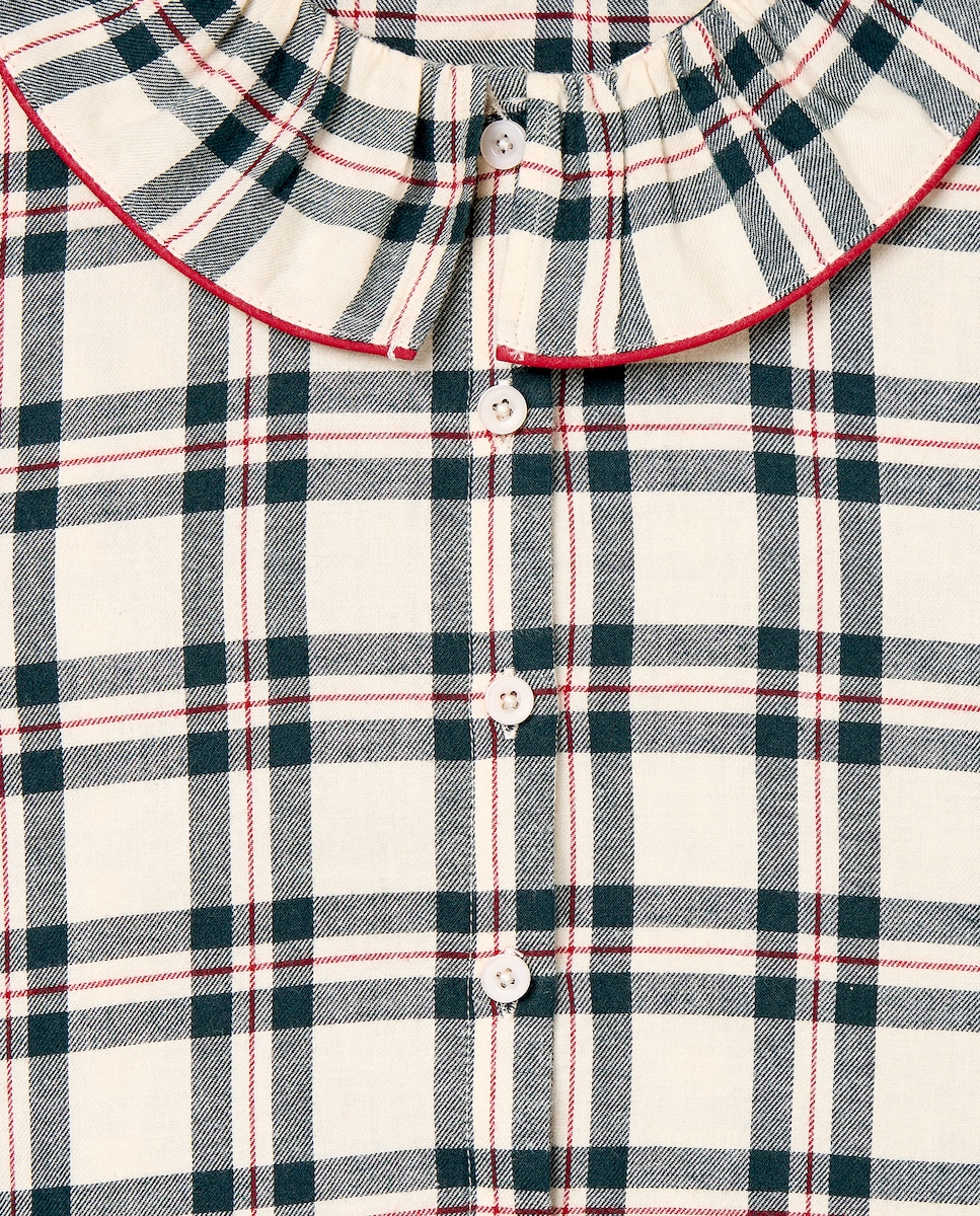 Pijama de niña de franela cuello de Navidad 500 VERDE-3