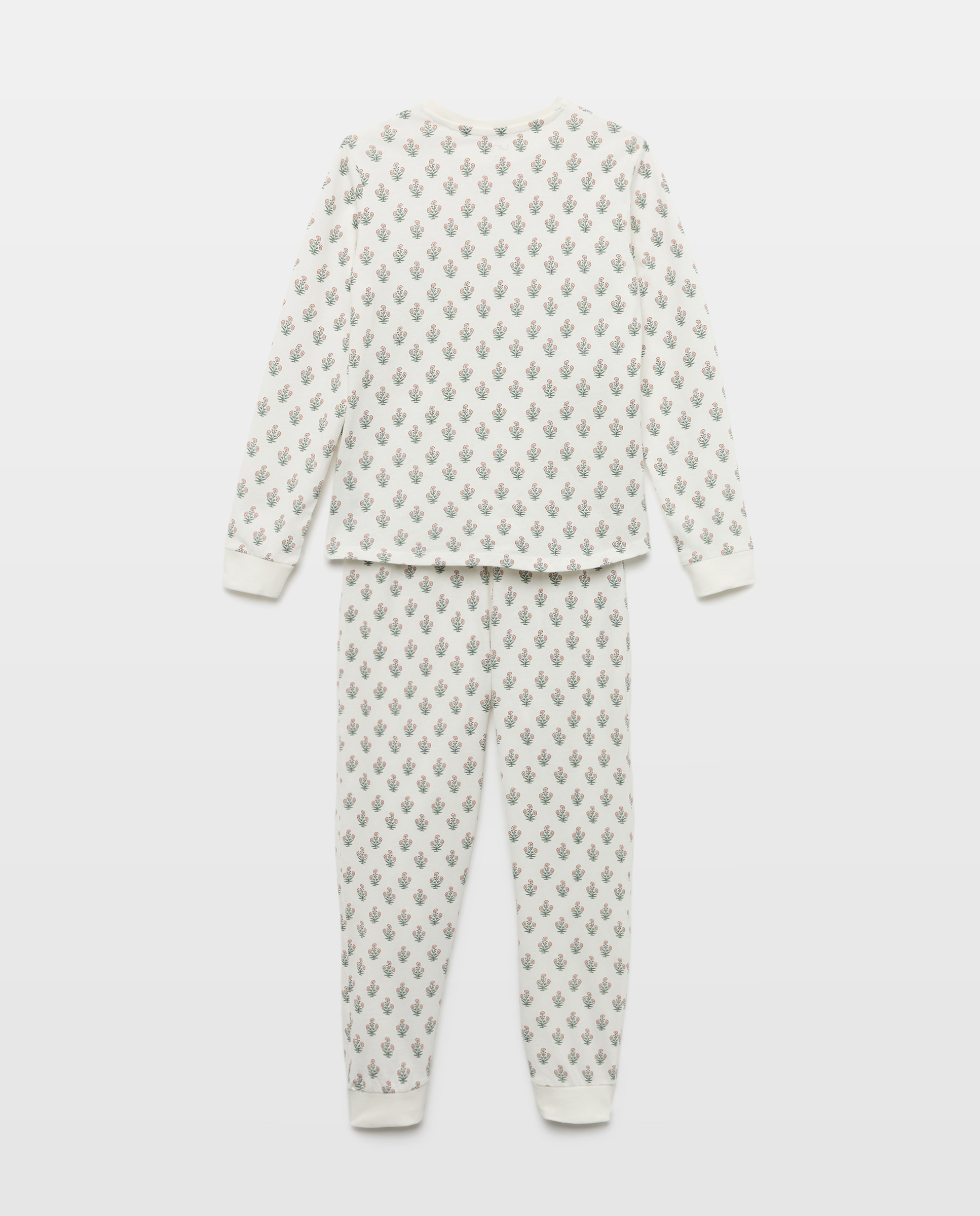 Pijama de niña básico largo Blanco roto-2