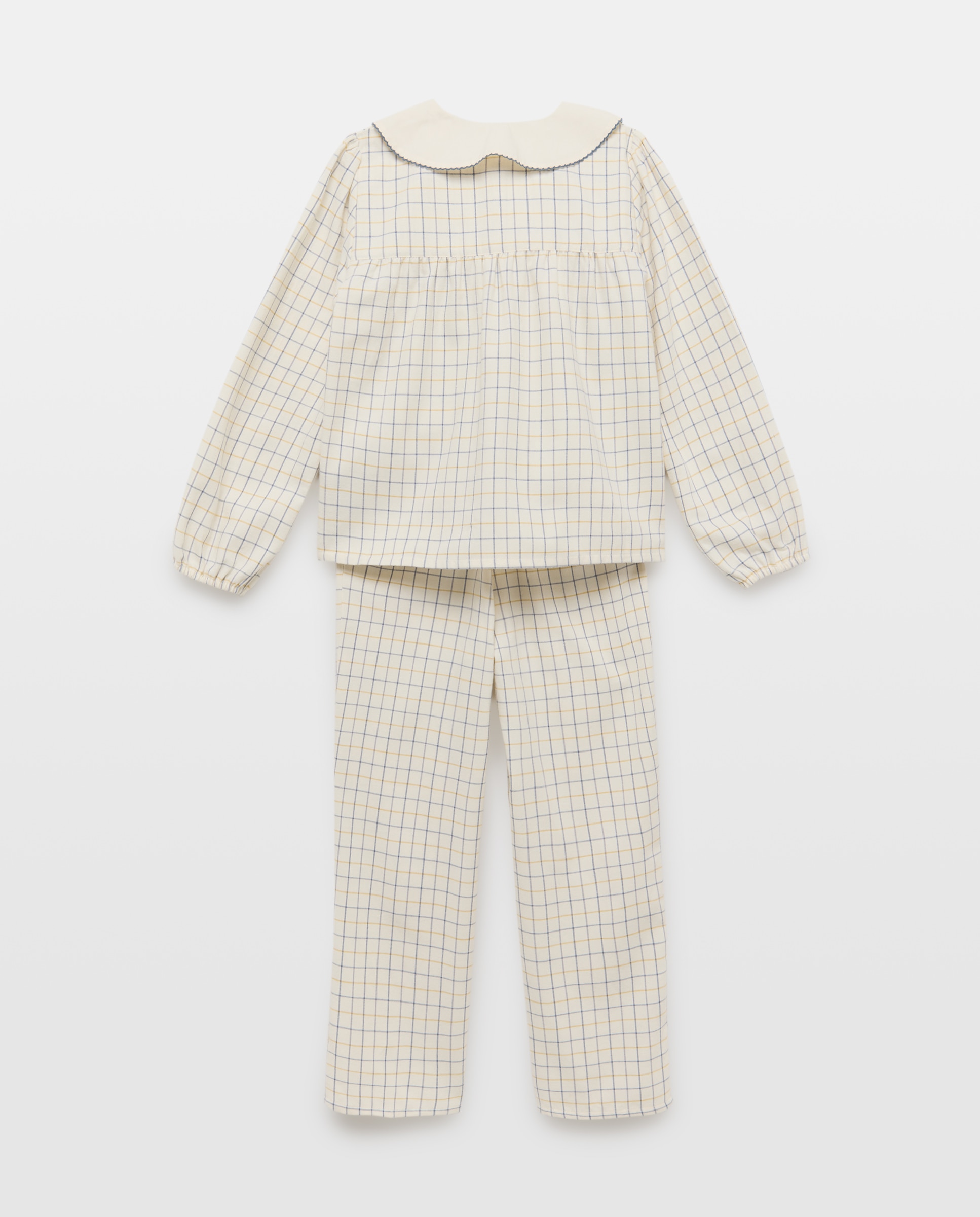 Pijama de niña de franela de cuadros Blanco roto-2