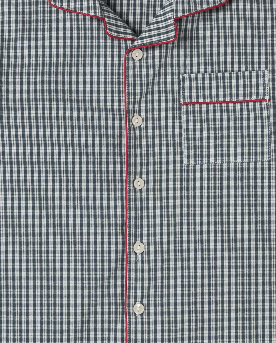 Pijama de niño de seersucker 430 Azul oscuro-3