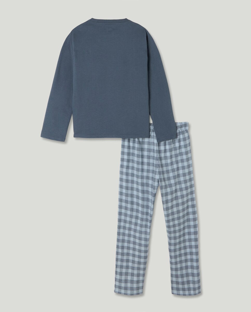 Pijama de niño combinado de franela 430 Azul oscuro-2