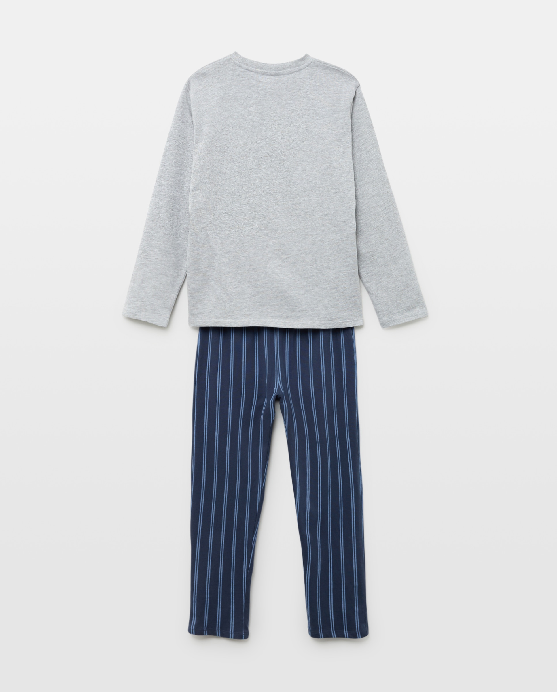Pijama de niño básico largo Gris claro-2