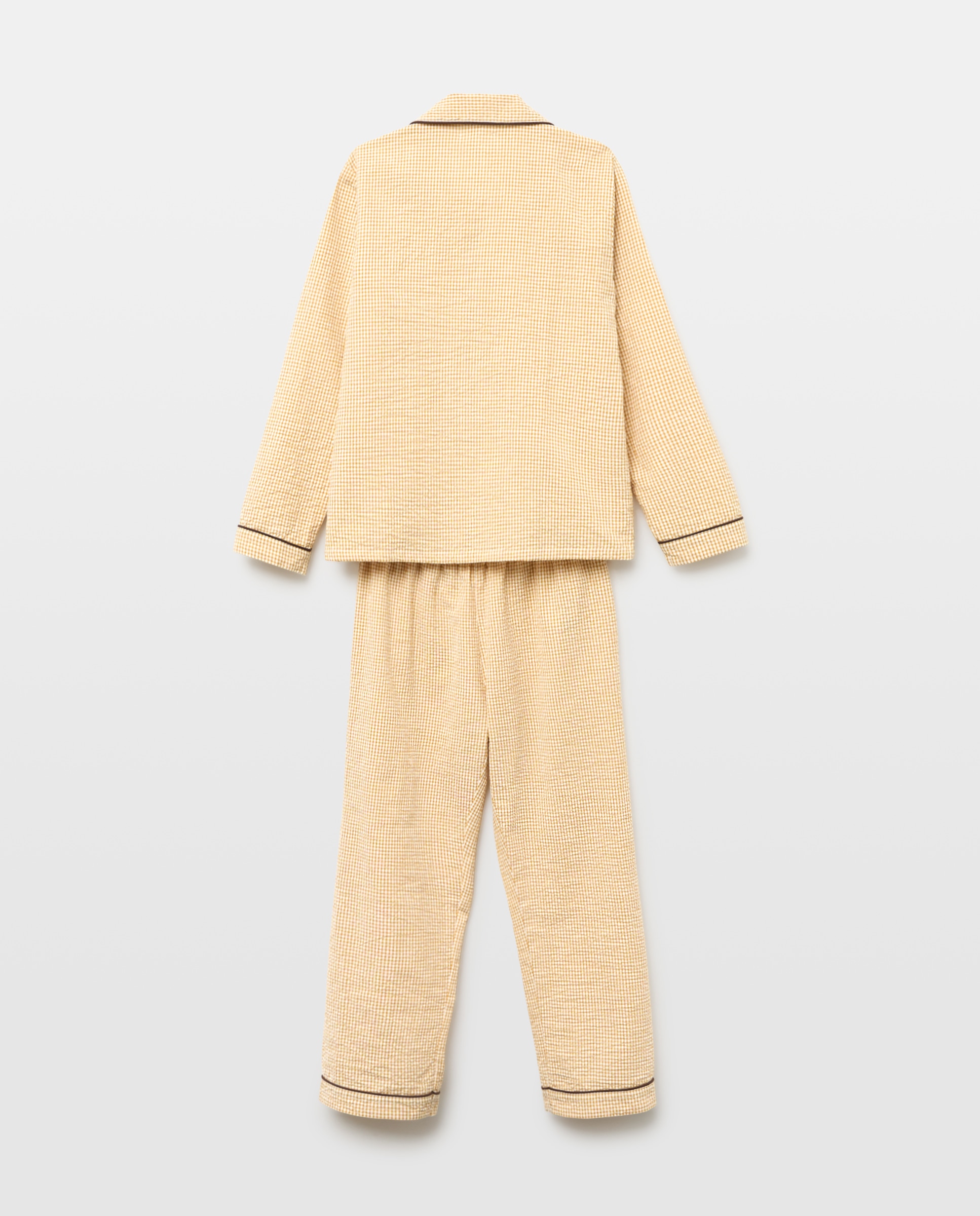 Pijama de niño de seersucker Mostaza-2