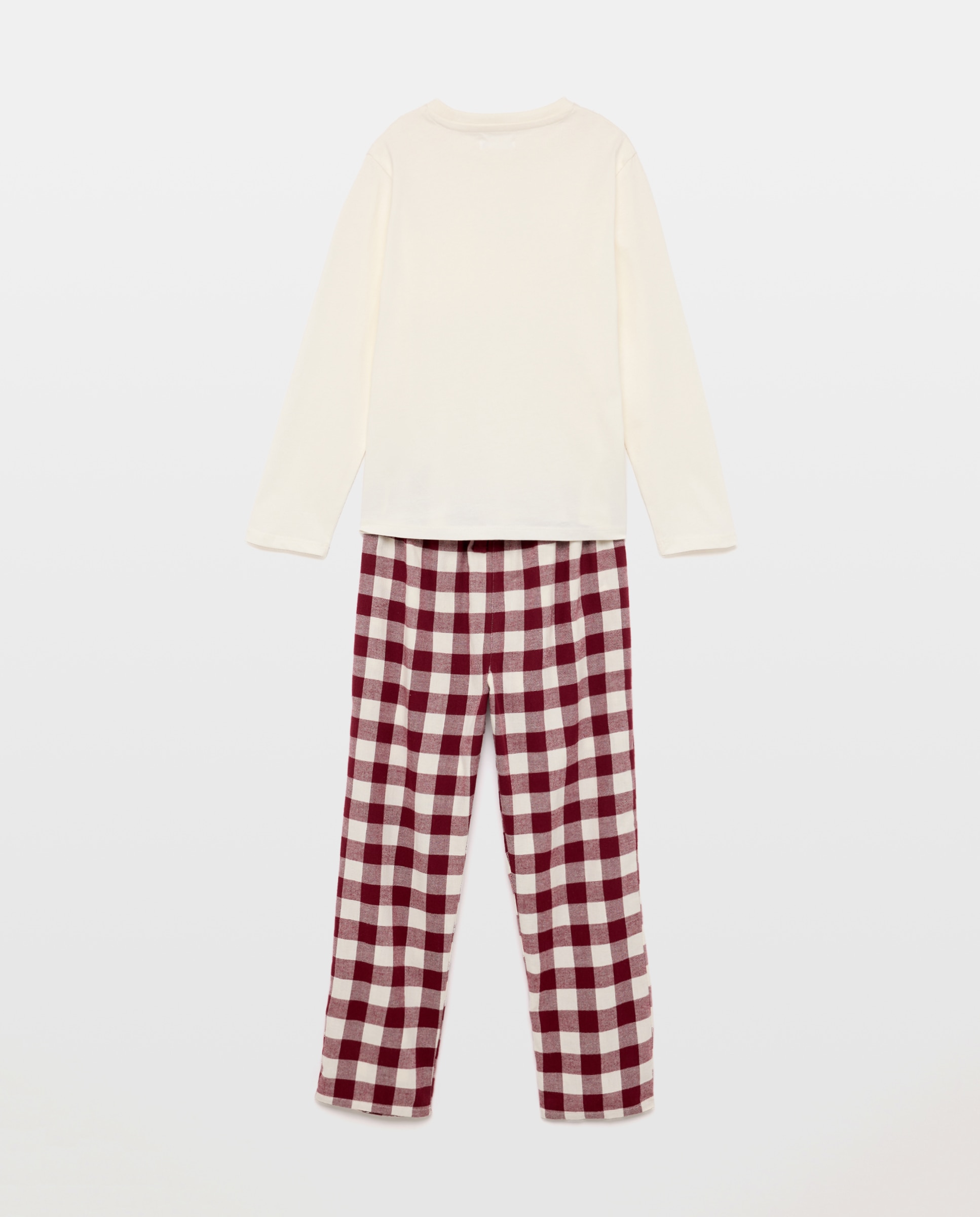 Pijama de niño combinado de franela Blanco roto-2