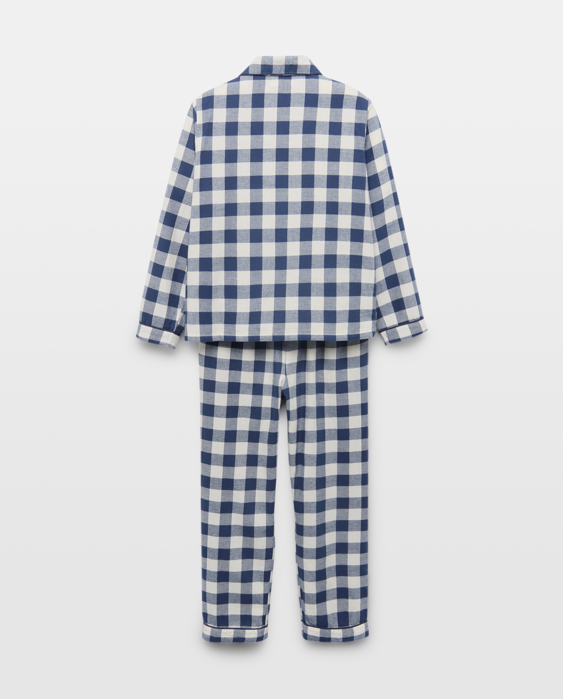 Pijama de niño de franela de cuadros Azul marino-2