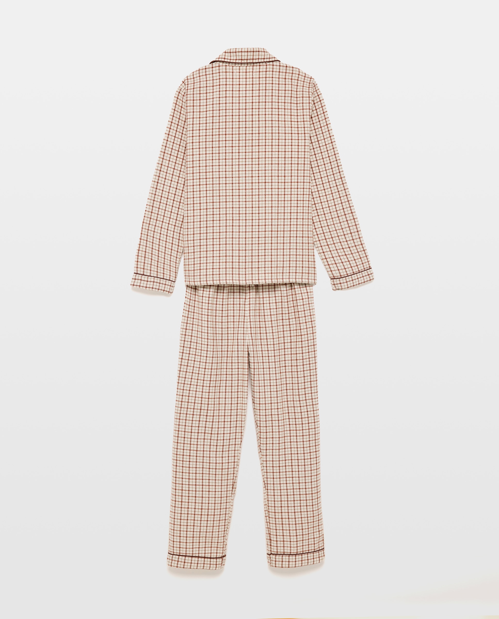 Pijama de niño de franela de cuadros Blanco roto-2