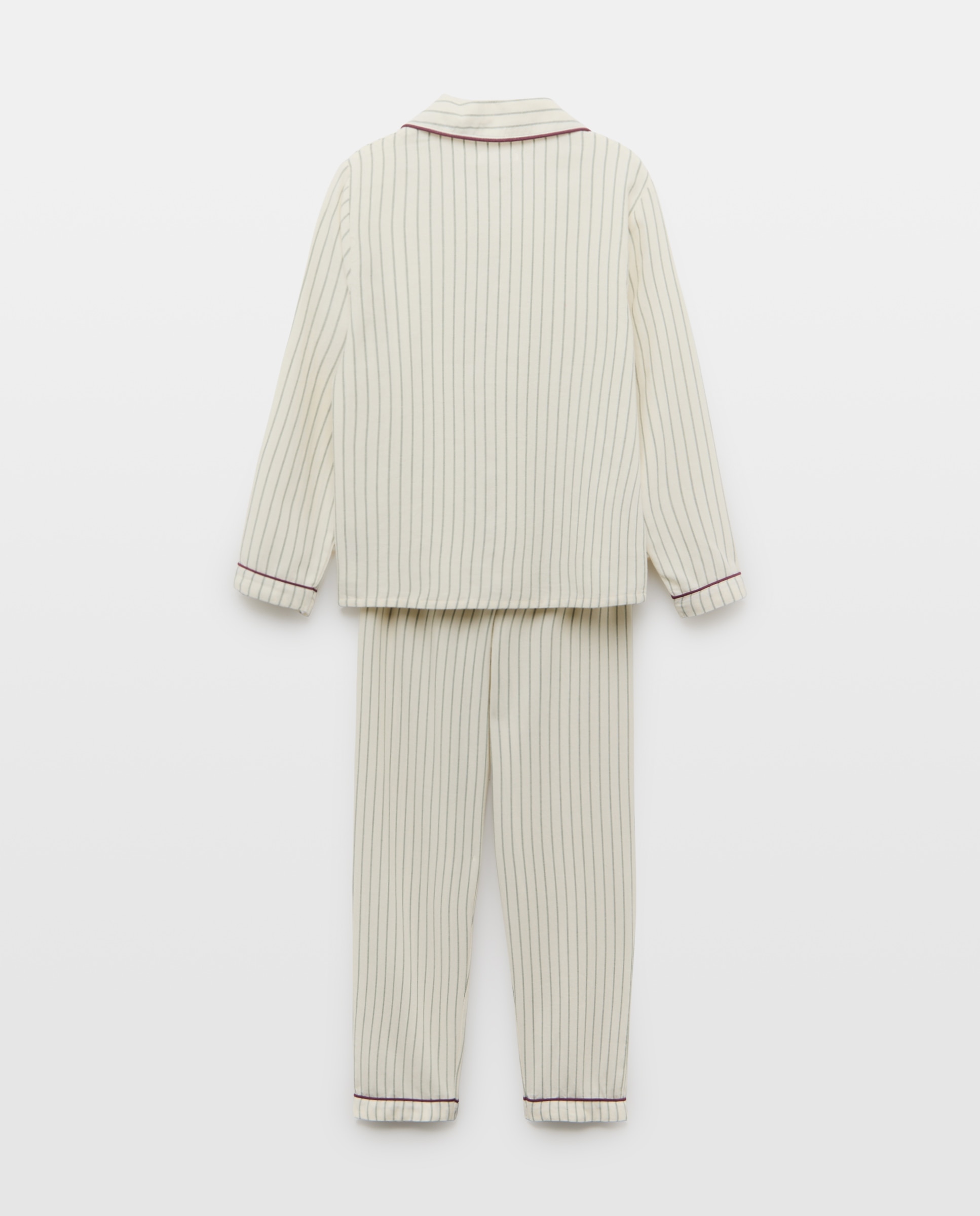 Pijama de niño de franela de rayas Blanco roto-2