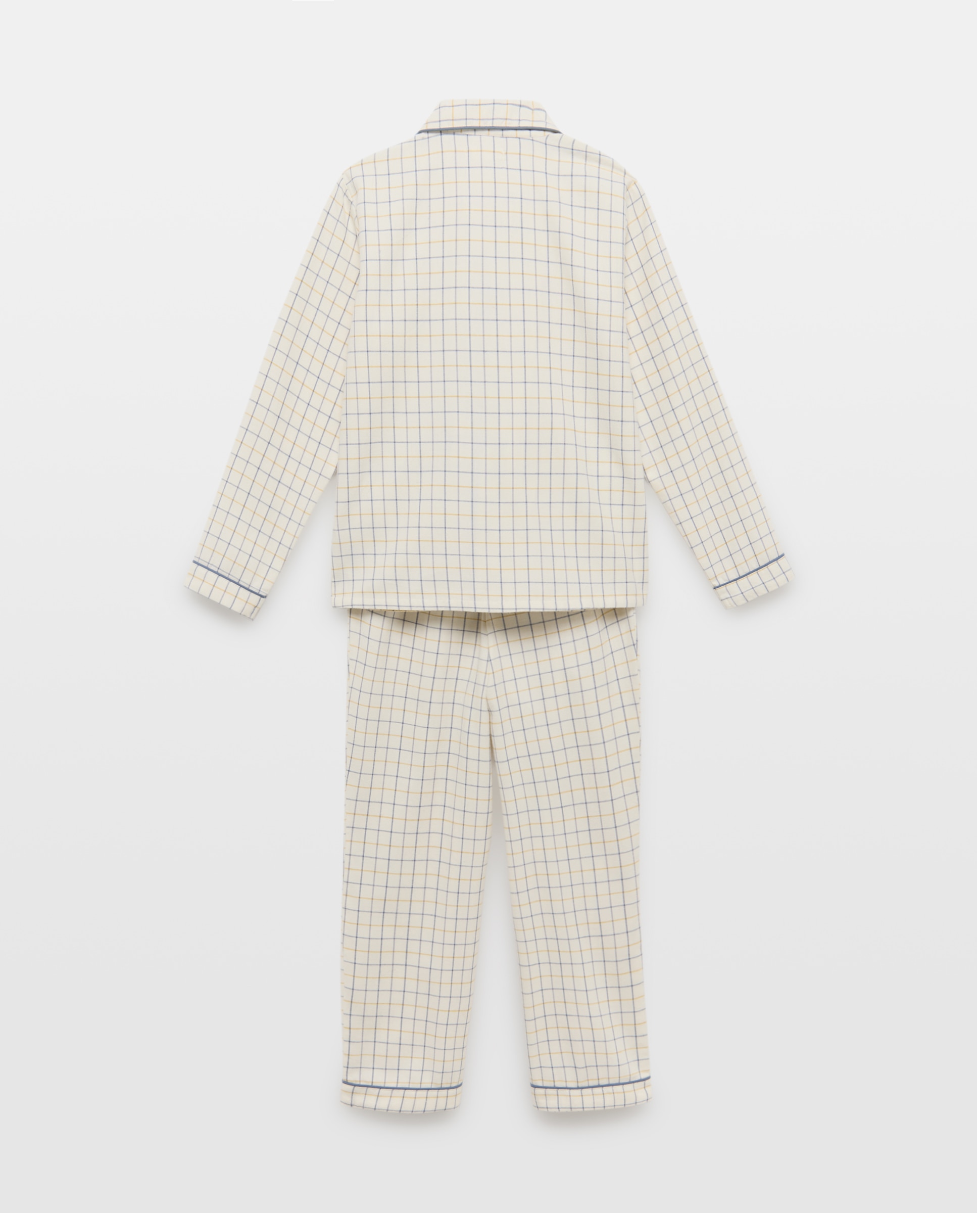 Pijama de niño de franela de cuadros Blanco roto-2