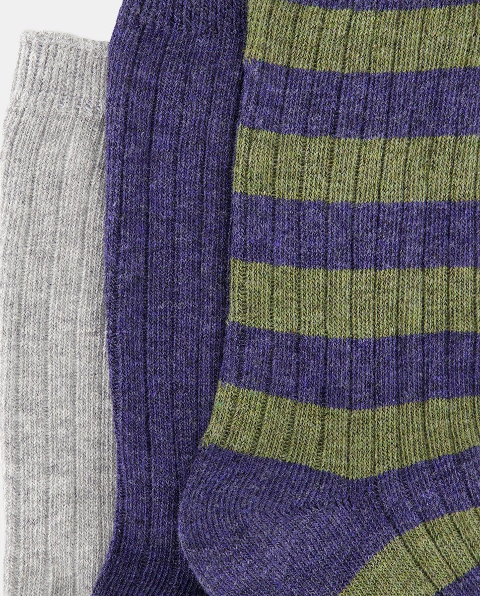 Pack de 3 calcetines infantiles de canalé 520 Kaki-2