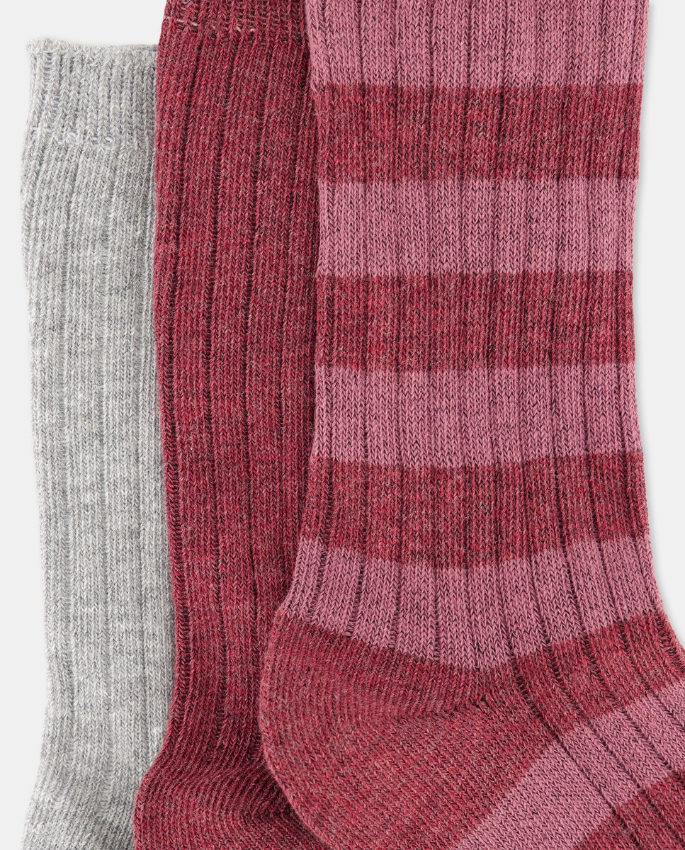 Pack de 3 calcetines infantiles canalé 290 Burdeos-2